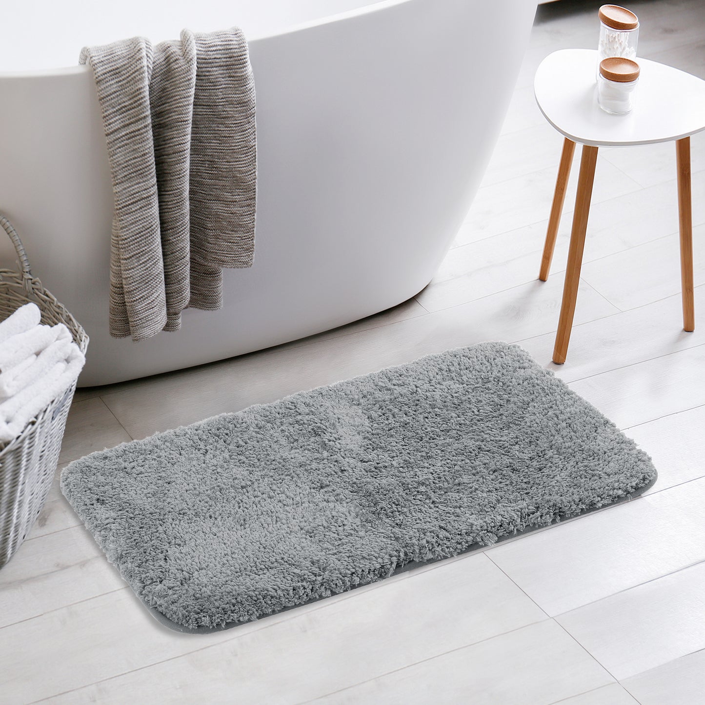 Luxury Bath Mat, Furry Soft Bathroom Rug, Solid Plush Shaggy Bath Carpet