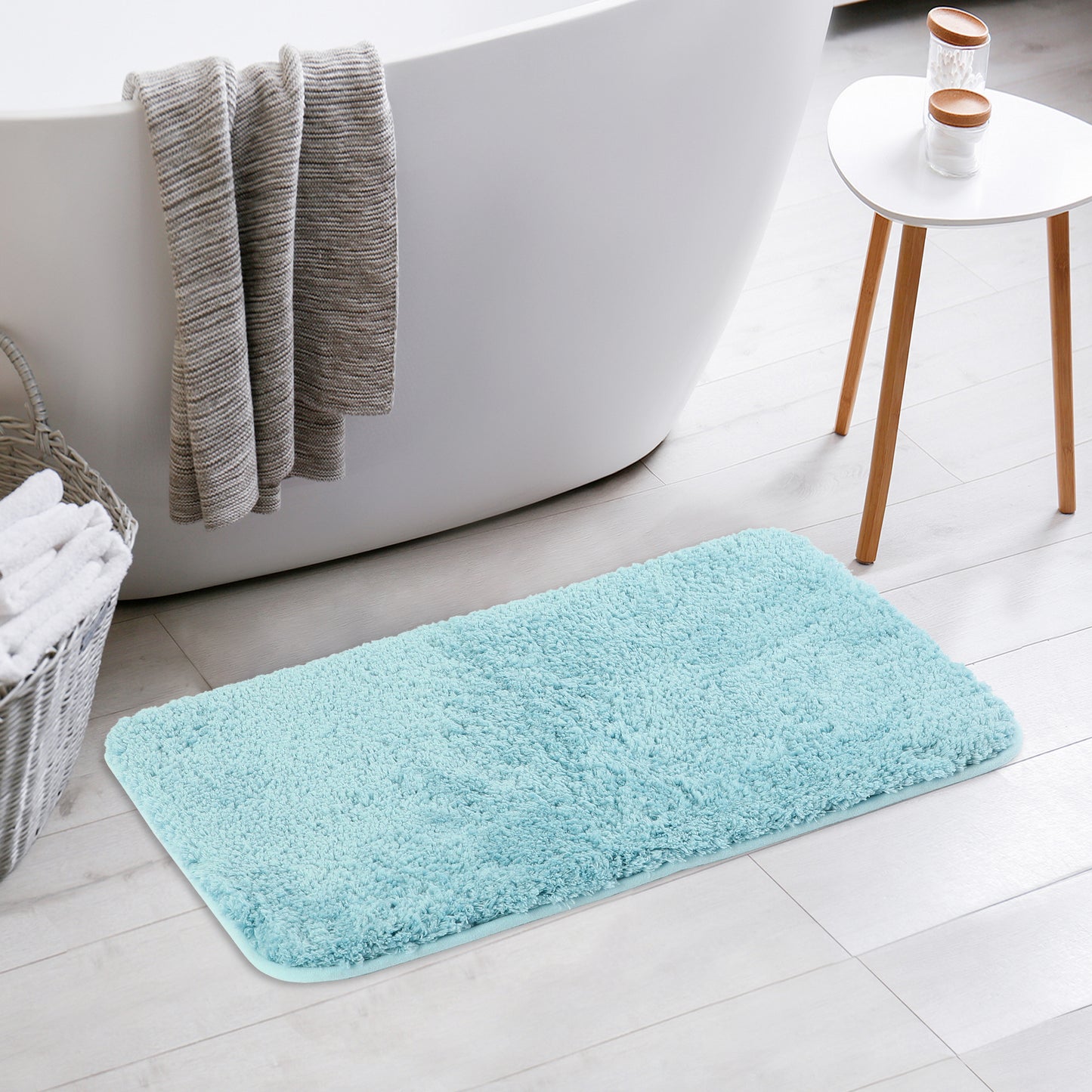 Luxury Bath Mat, Furry Soft Bathroom Rug, Solid Plush Shaggy Bath Carpet