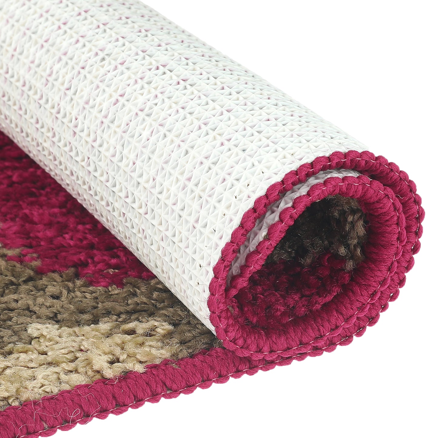 Floral Bath Mat, Plush Shaggy Bathroom Rug, Checked Washable Bath Carpet