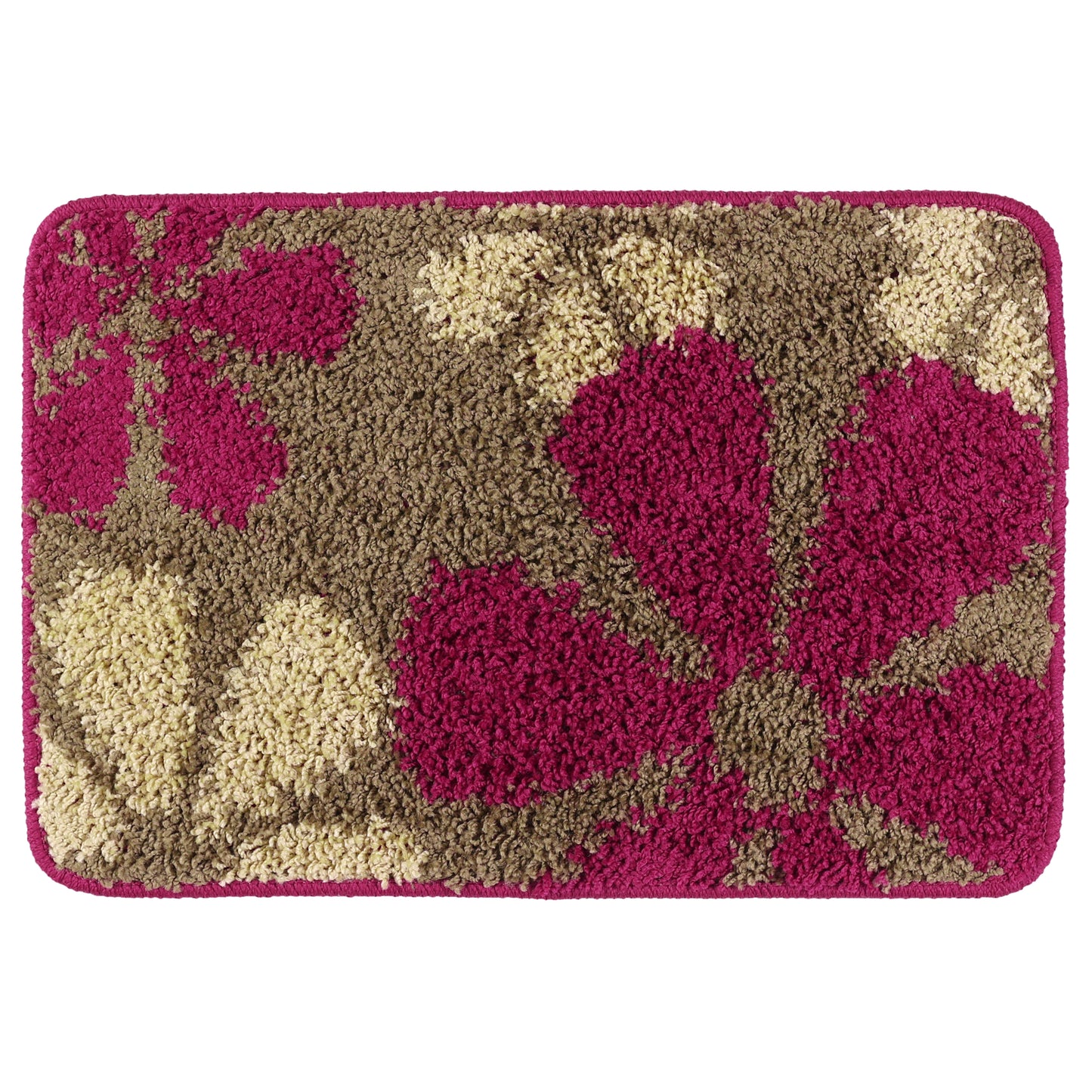 Floral Bath Mat, Plush Shaggy Bathroom Rug, Checked Washable Bath Carpet