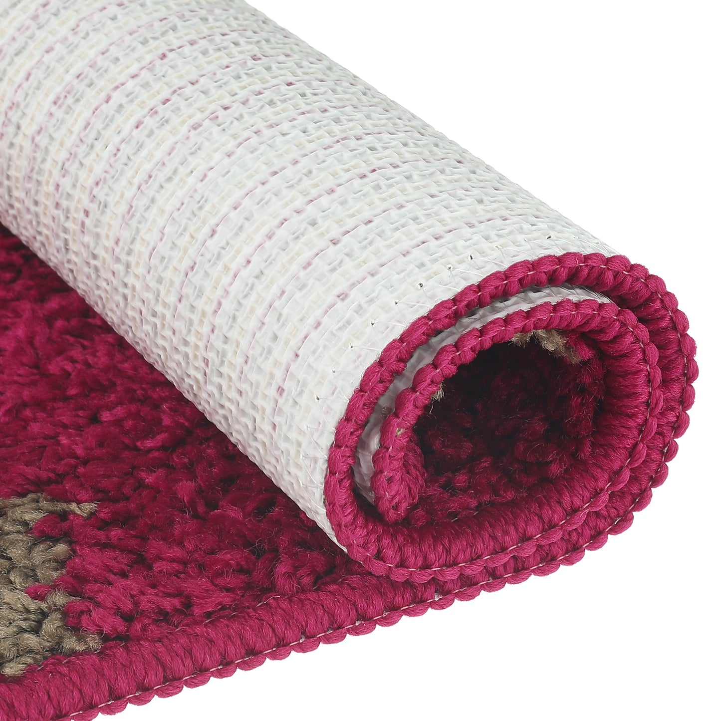 Floral Bath Mat, Plush Shaggy Bathroom Rug, Checked Washable Bath Carpet