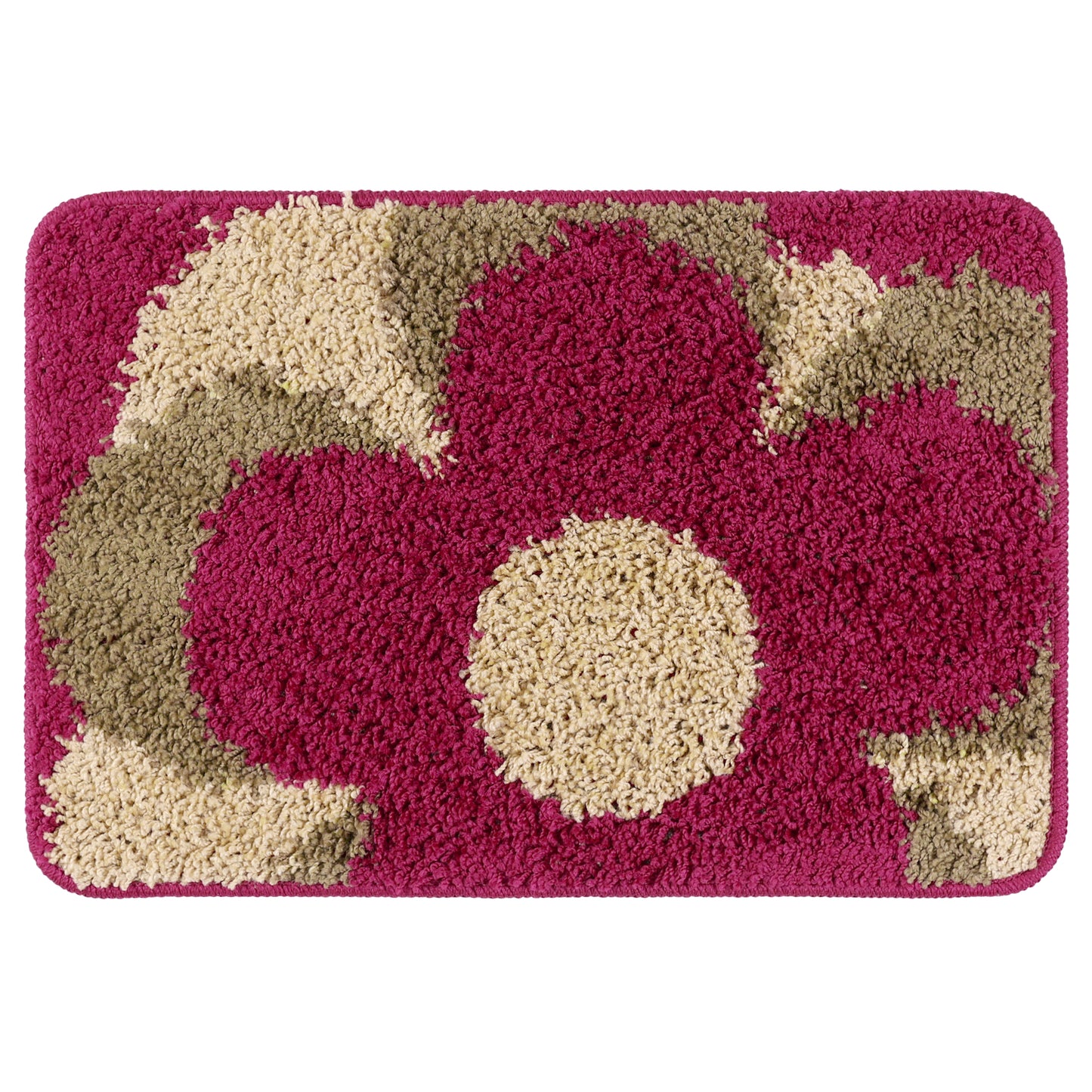 Floral Bath Mat, Plush Shaggy Bathroom Rug, Checked Washable Bath Carpet