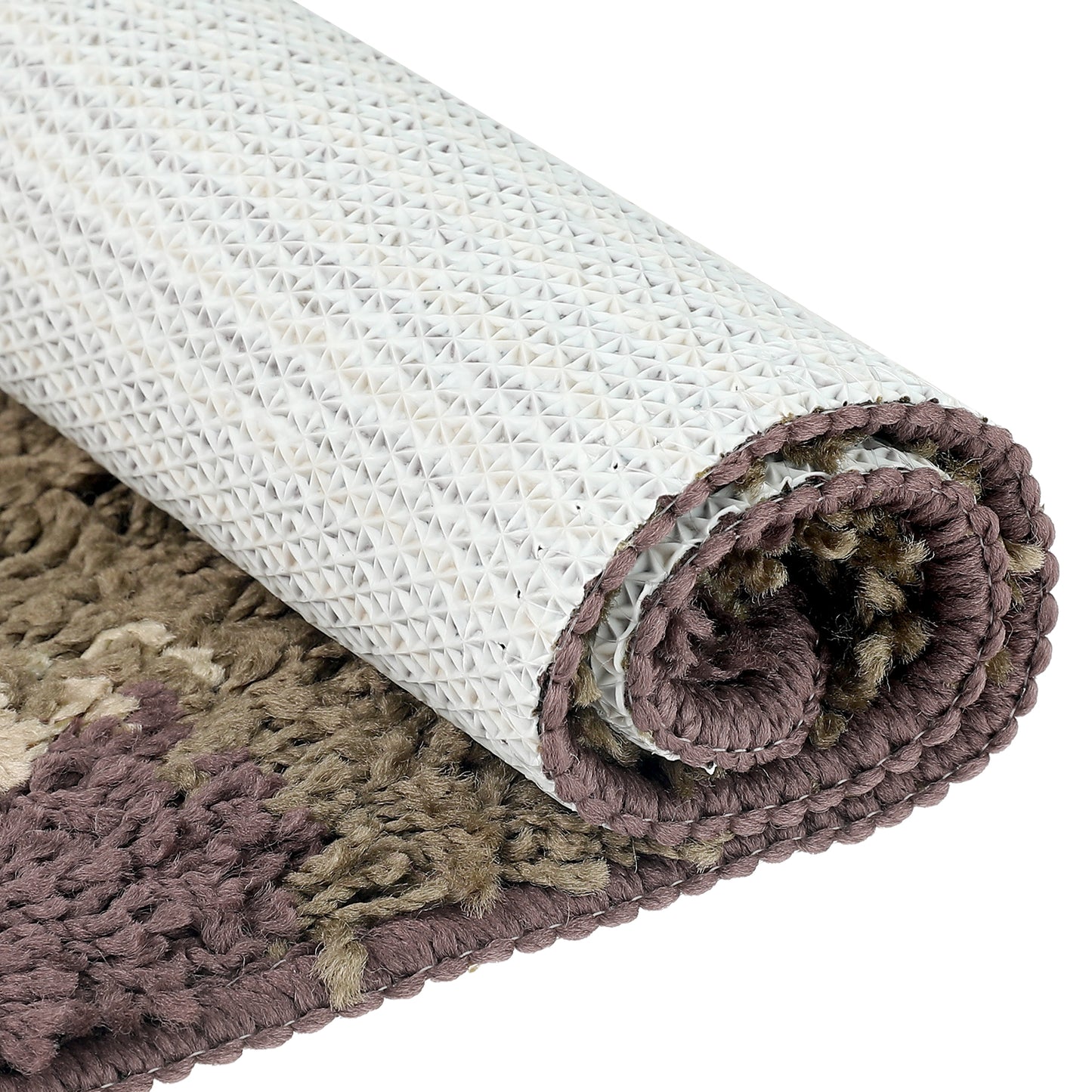 Floral Bath Mat, Plush Shaggy Bathroom Rug, Checked Washable Bath Carpet