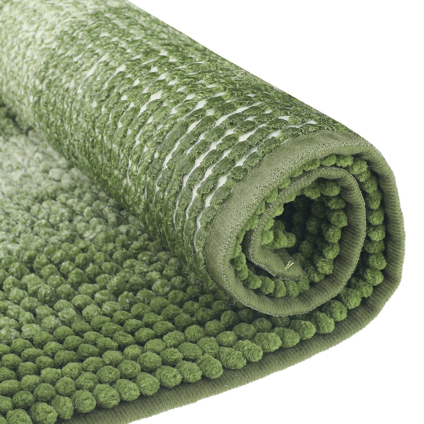 Contrasting Color Striped Bathroom Rugs, Non-Slip Plush Shaggy Bath Mats