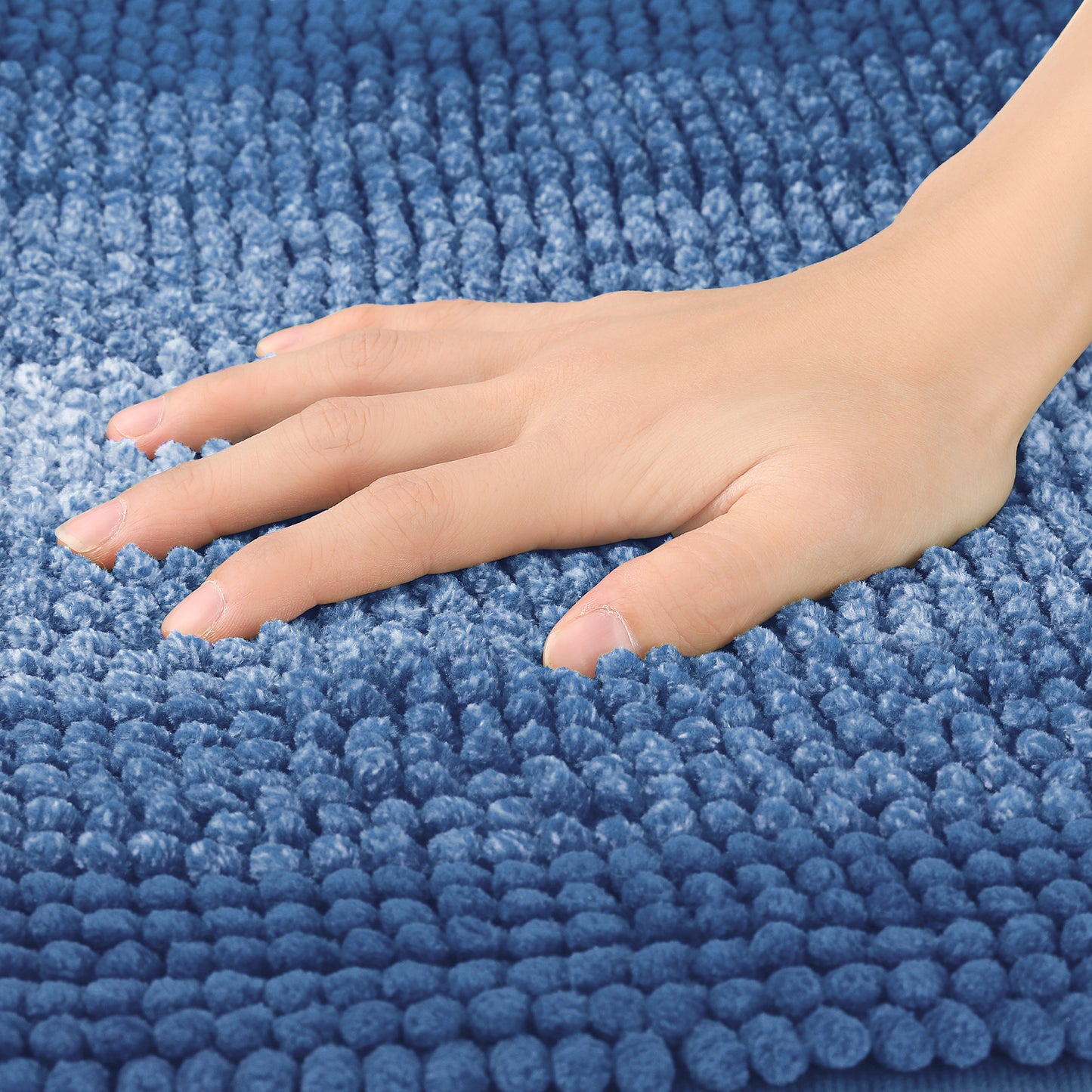 Contrasting Color Striped Bathroom Rugs, Non-Slip Plush Shaggy Bath Mats