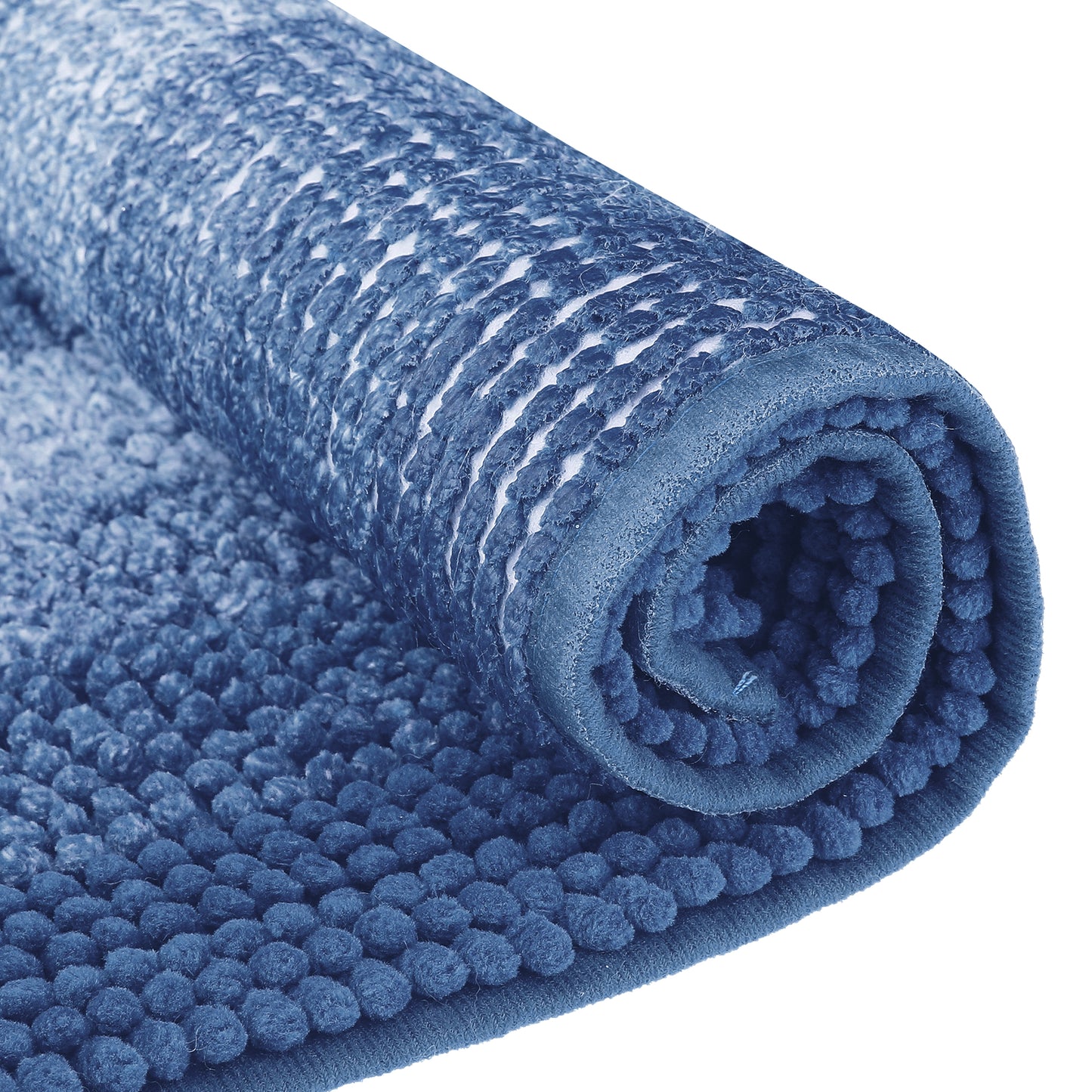 Contrasting Color Striped Bathroom Rugs, Non-Slip Plush Shaggy Bath Mats