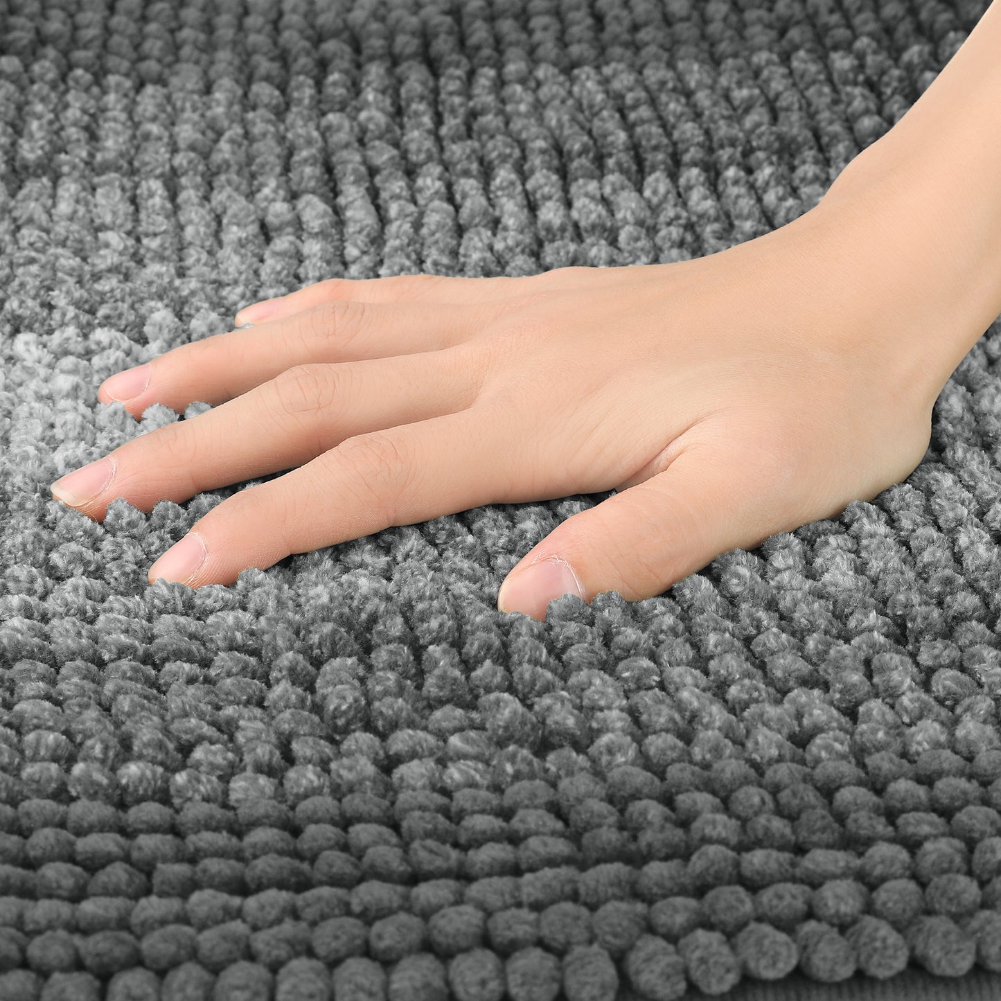 Contrasting Color Striped Bathroom Rugs, Non-Slip Plush Shaggy Bath Mats