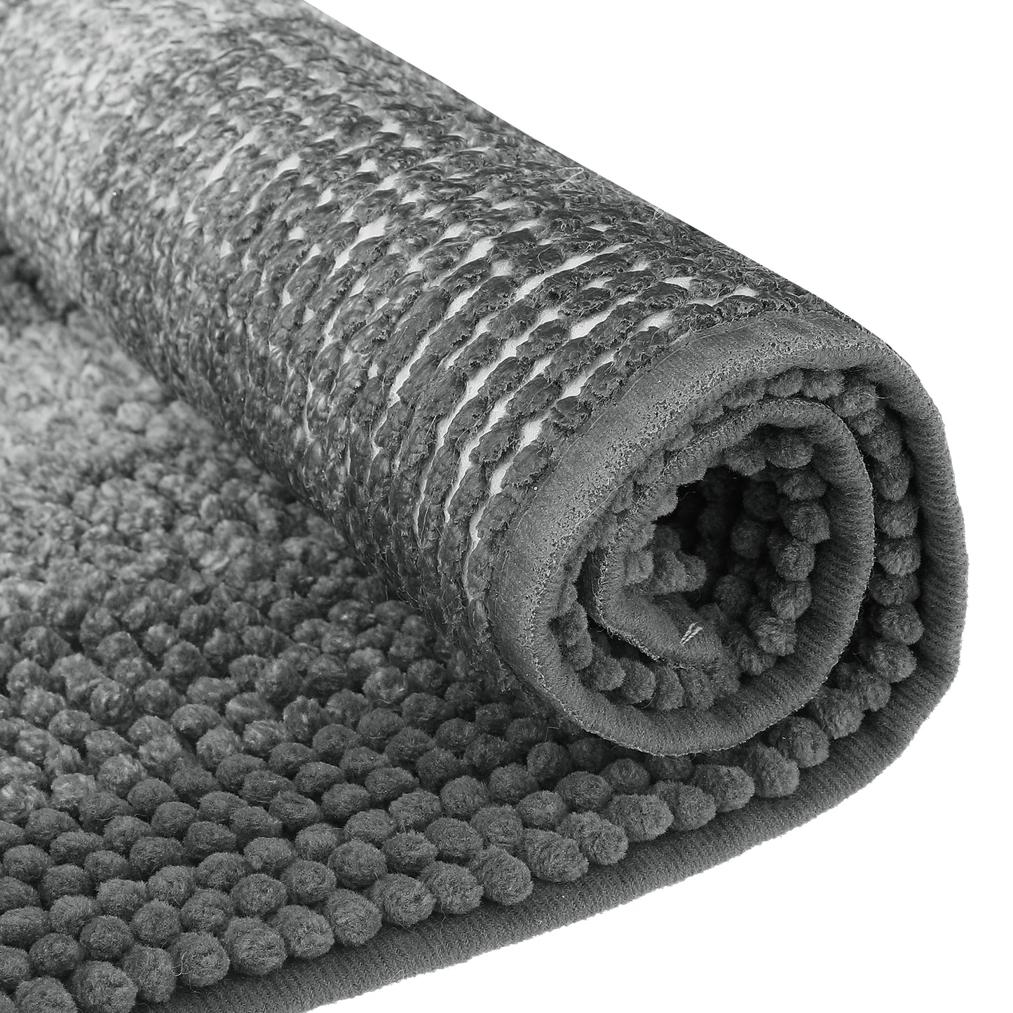 Contrasting Color Striped Bathroom Rugs, Non-Slip Plush Shaggy Bath Mats