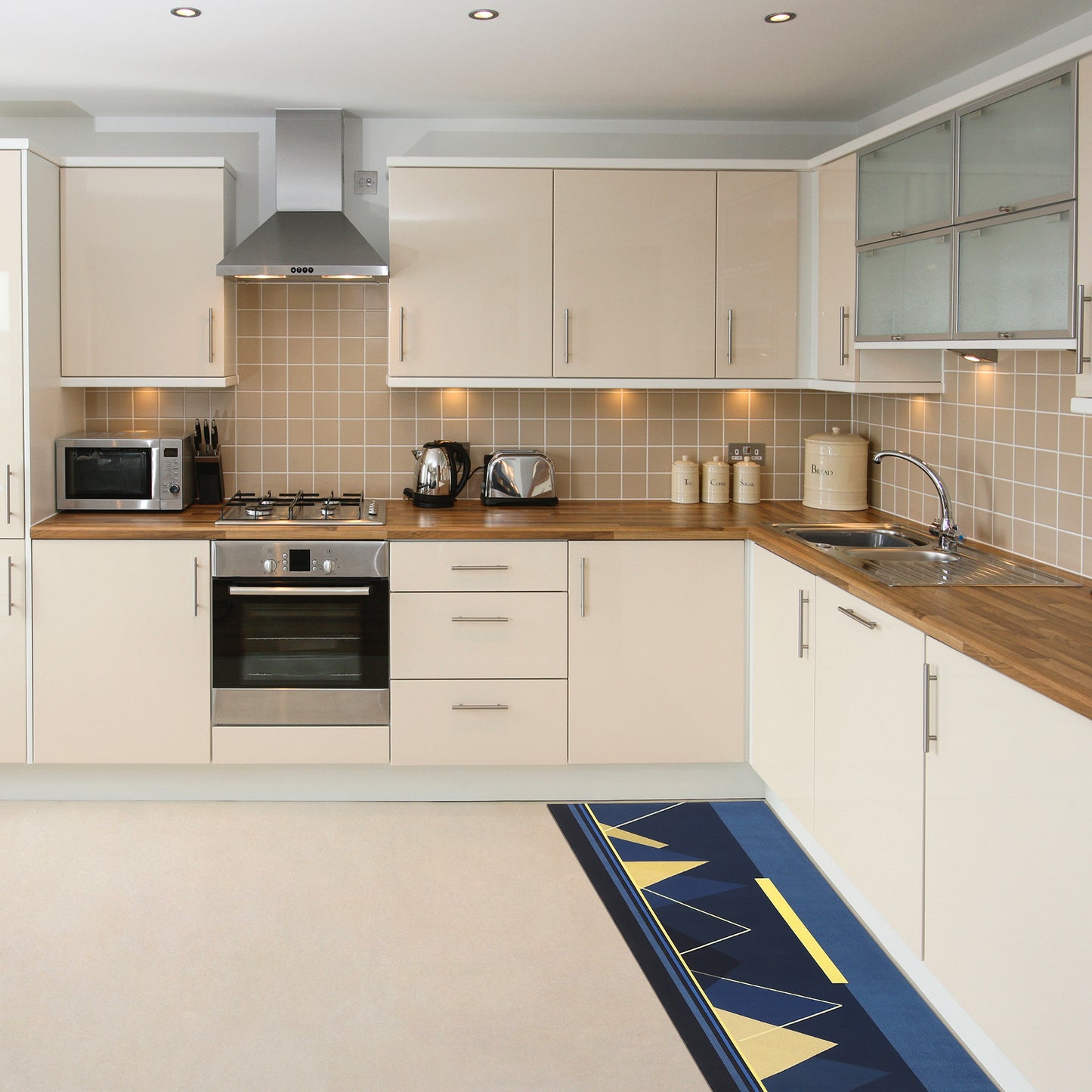 Geometric Kitchen Rug, Non-Slip Kitchen Runner Rug, Modern Kitchen Floor Mats for Kitchen Home