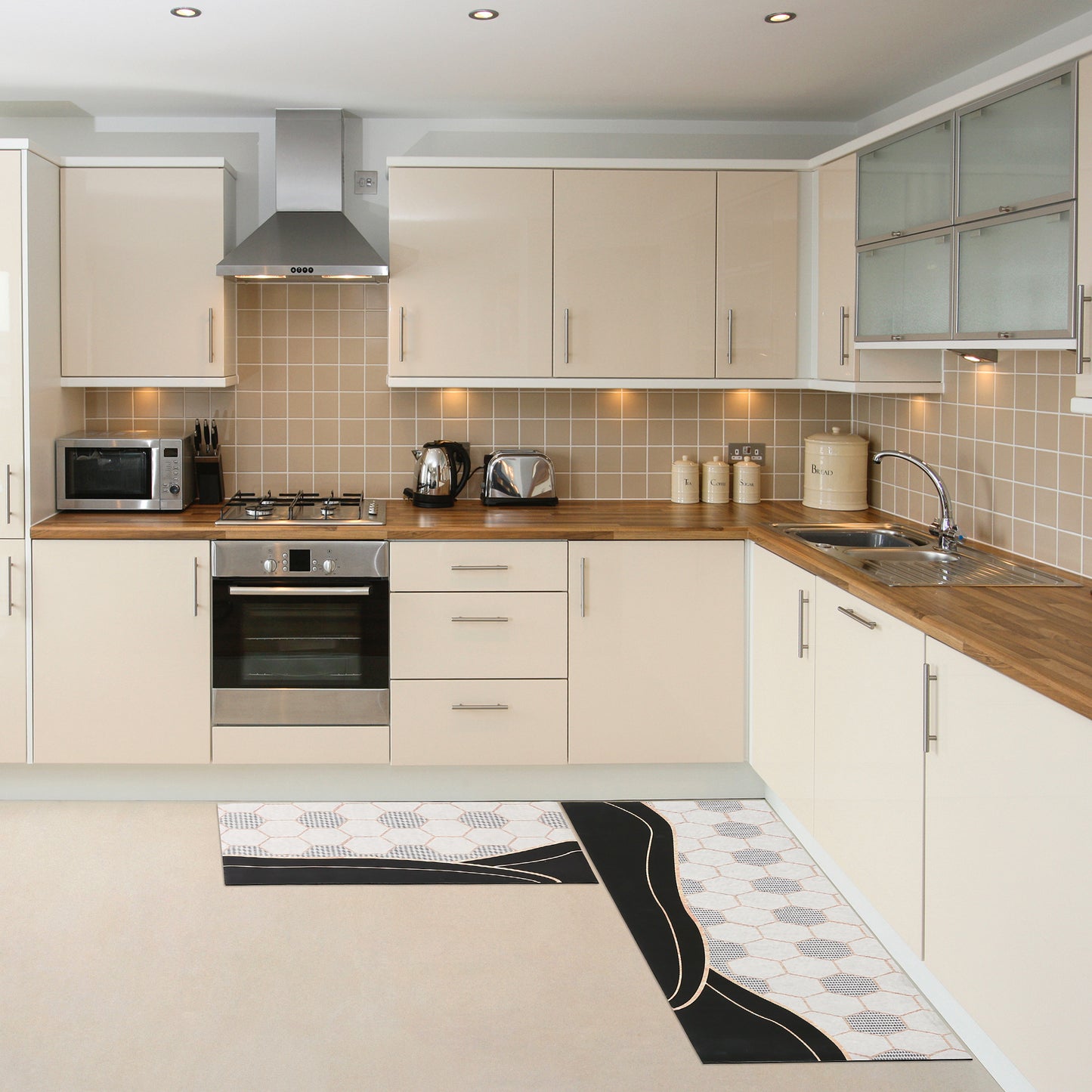 Farmhouse Style Kitchen Rugs 2 Pieces, Kitchen Floor Rugs and Mats for Kitchen Floor