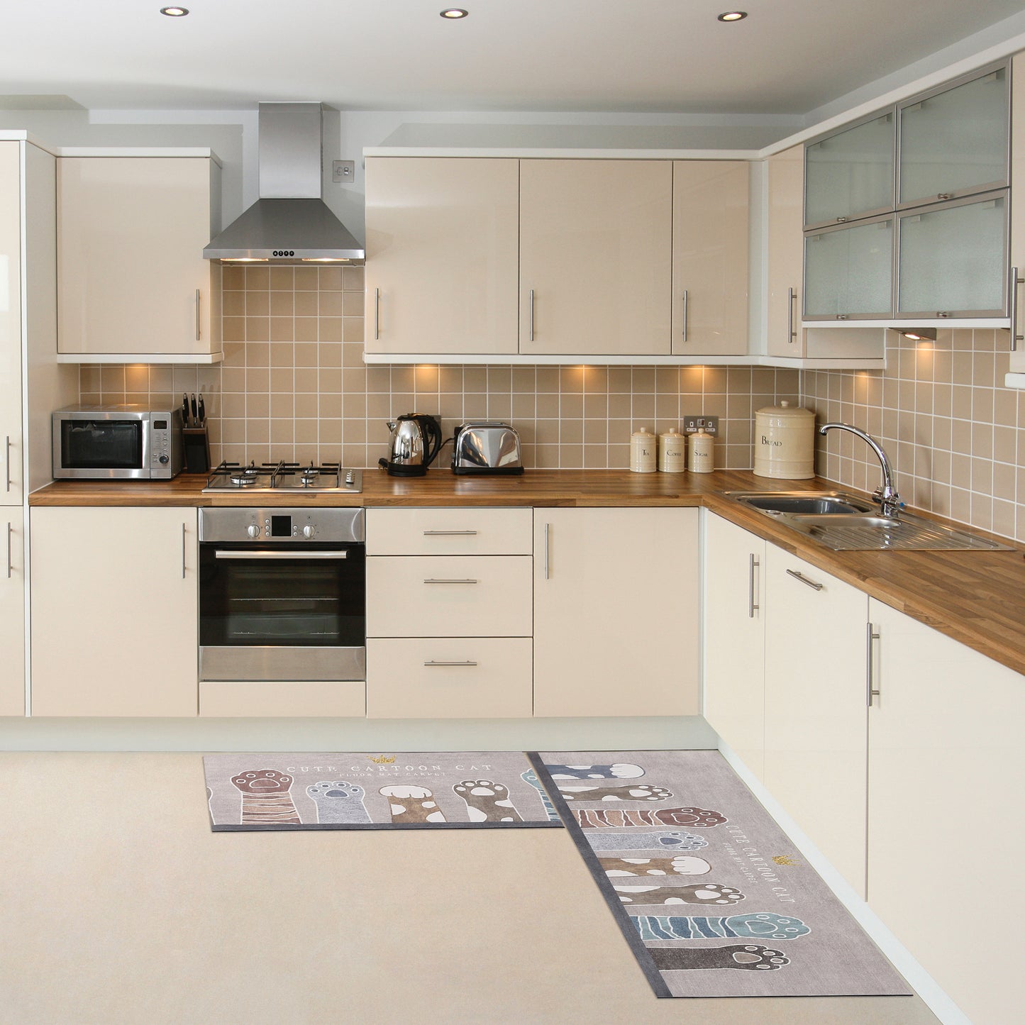 Farmhouse Style Kitchen Rugs 2 Pieces, Kitchen Floor Rugs and Mats for Kitchen Floor