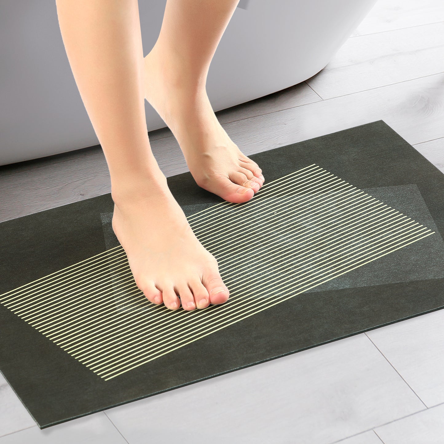 Geometric Bath Mat, Modern Abstract Retro Mid Century Bathroom Rugs for Home Decoration