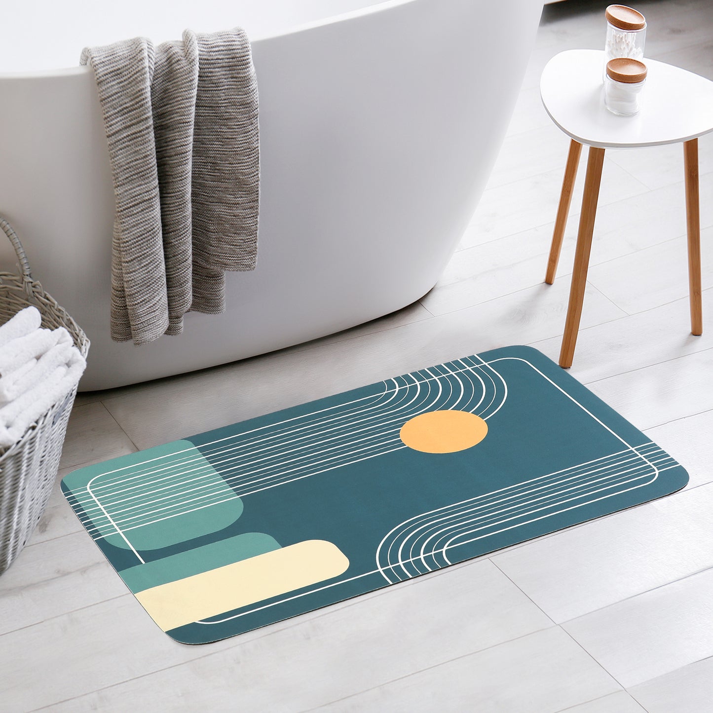 Bath Mat Rug, Abstract Non-Slip Absorbent Bathroom Floor Mat for Shower Bathtub