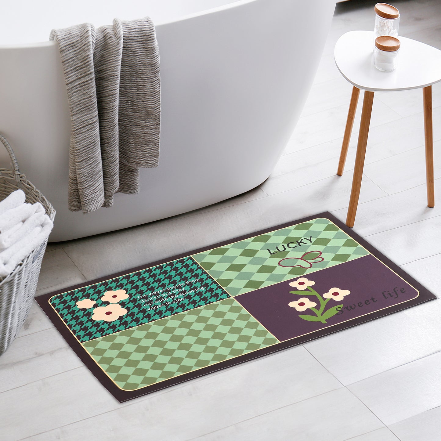 Bath Mat Rug, Abstract Non-Slip Absorbent Bathroom Floor Mat for Shower Bathtub
