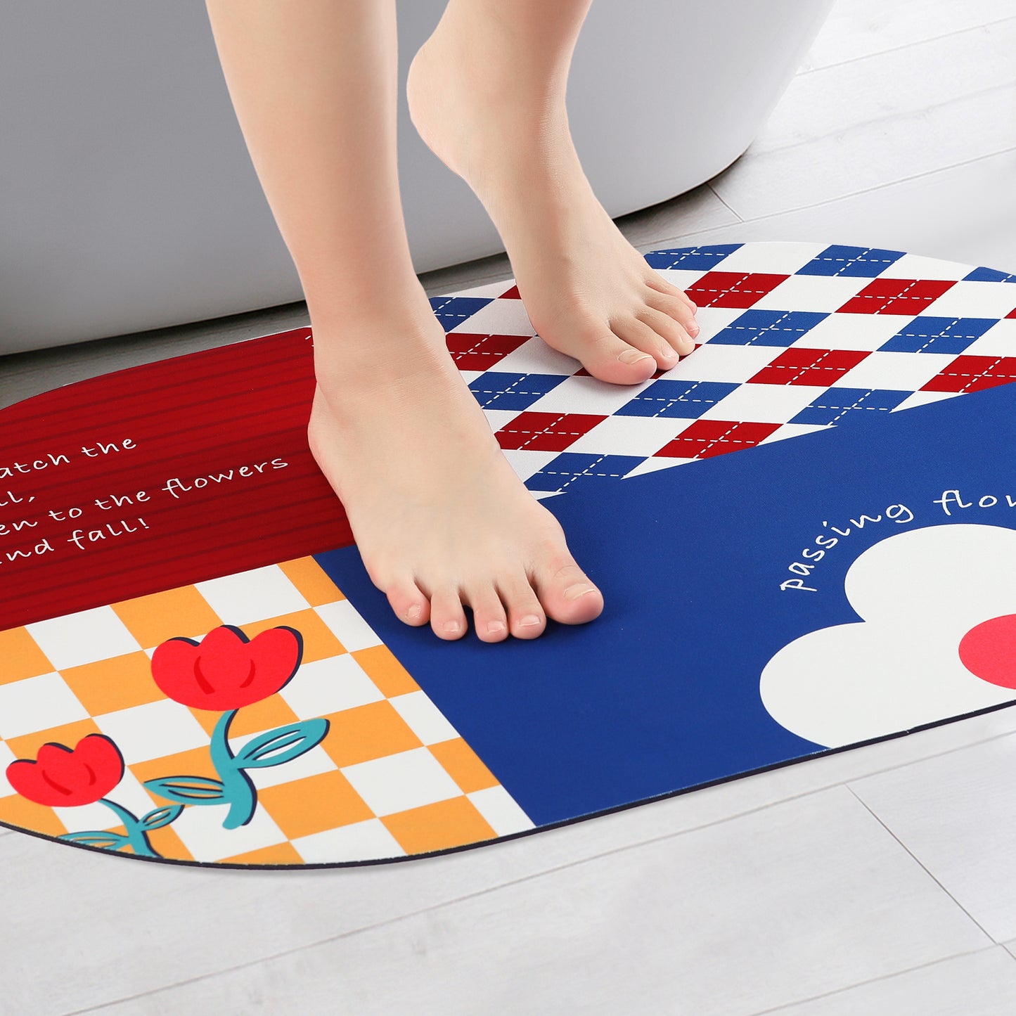 Bath Mat Rug, Abstract Non-Slip Absorbent Bathroom Floor Mat for Shower Bathtub