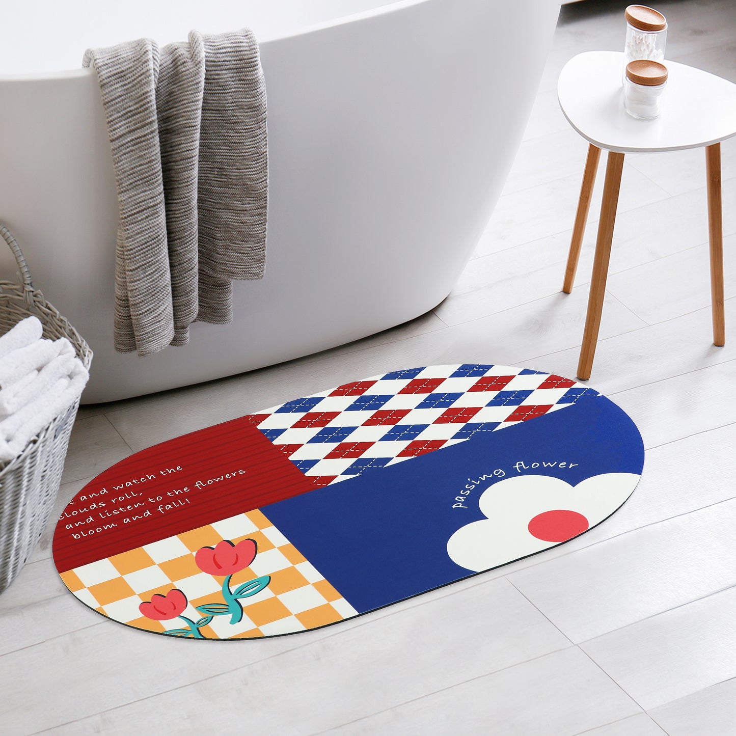 Bath Mat Rug, Abstract Non-Slip Absorbent Bathroom Floor Mat for Shower Bathtub
