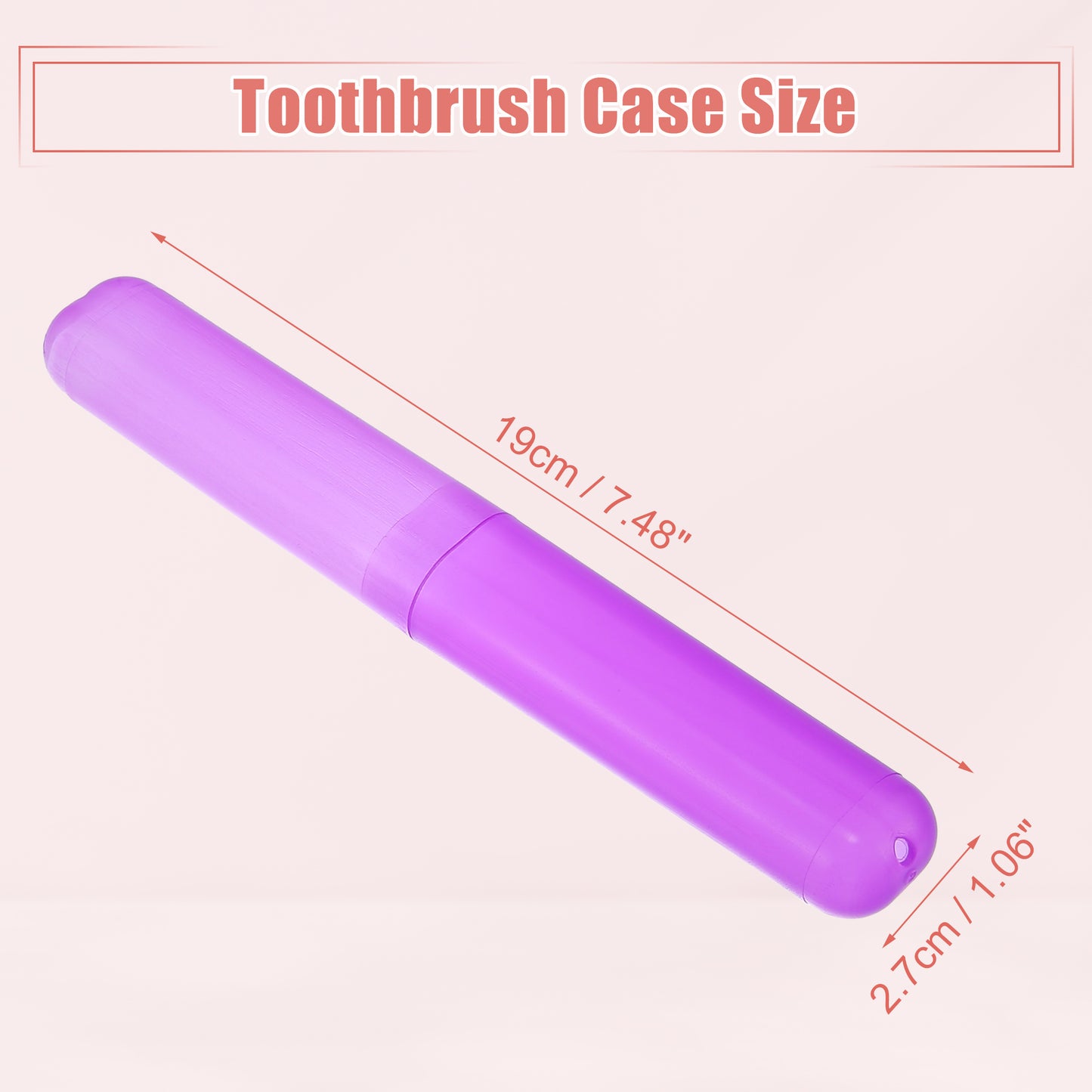 Estuche de viaje ligero para cepillos de dientes (2 unidades), 19 x 2,7 cm, morado