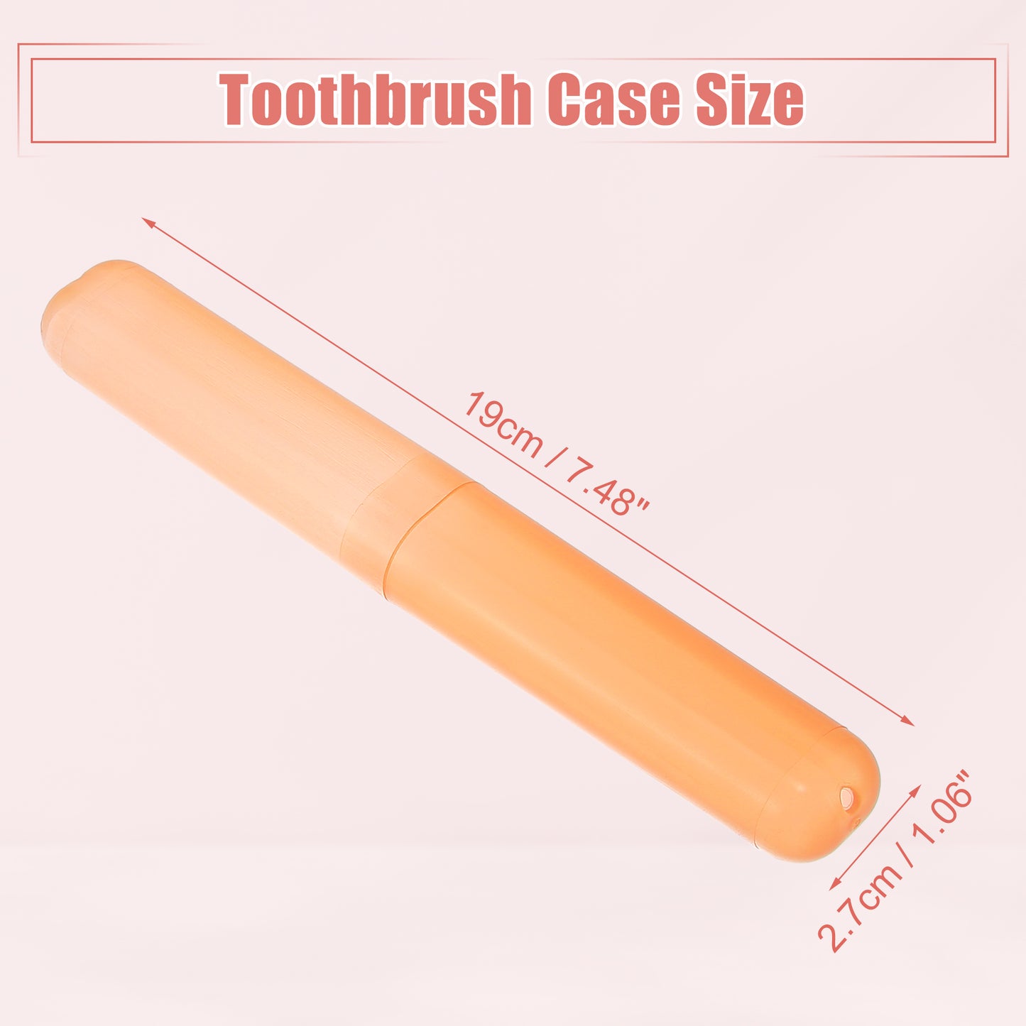 2 Pcs Lightweight Small Traveling Toothbrush Case, 7.48"x1.06" Orange