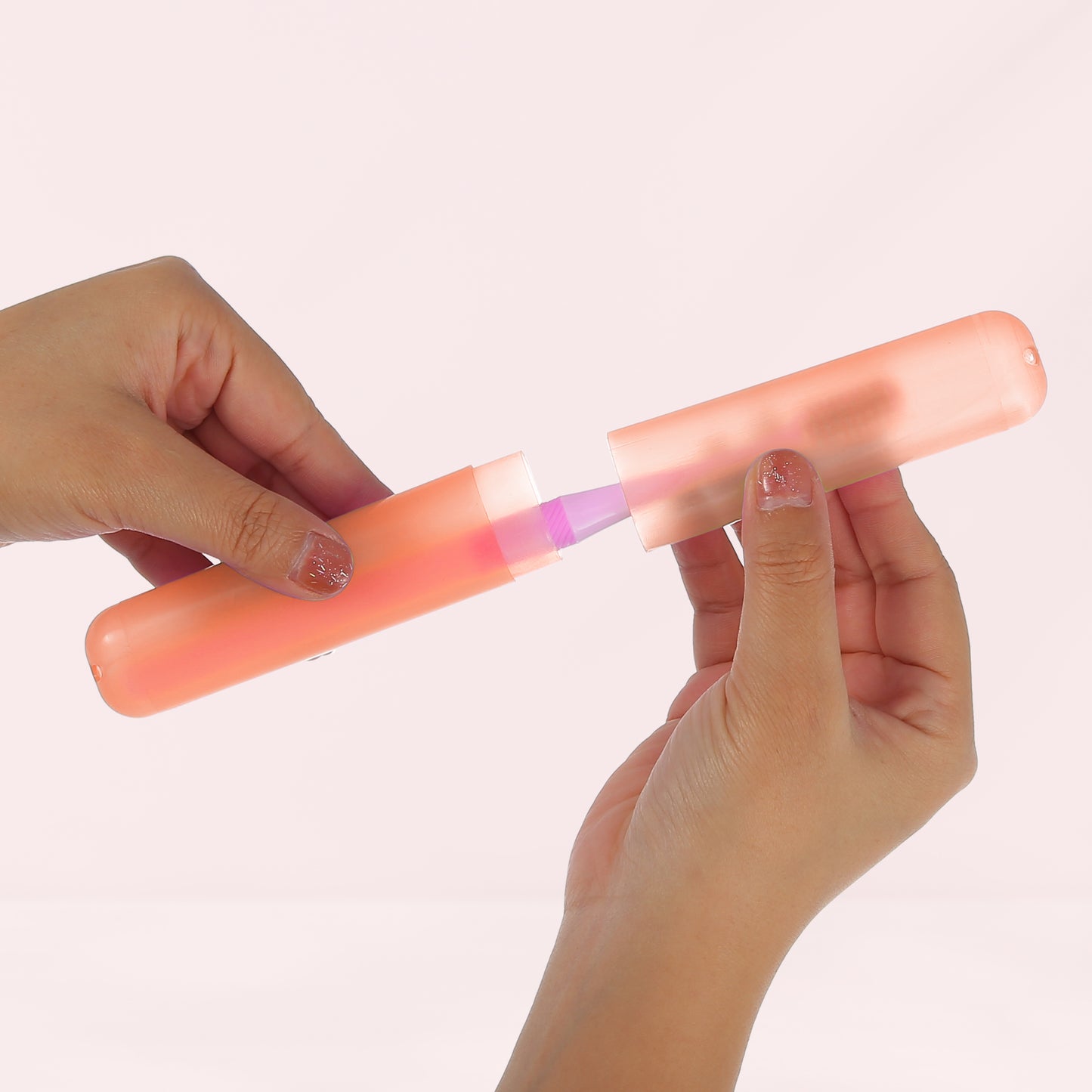 2 Pcs Lightweight Small Traveling Toothbrush Case, 7.48"x1.06" Orange