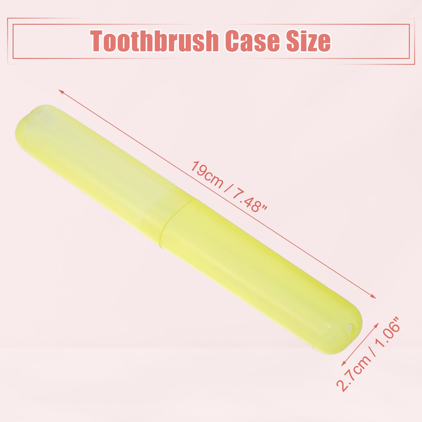 2 Pcs Lightweight Small Traveling Toothbrush Case, 7.48"x1.06" Yellow