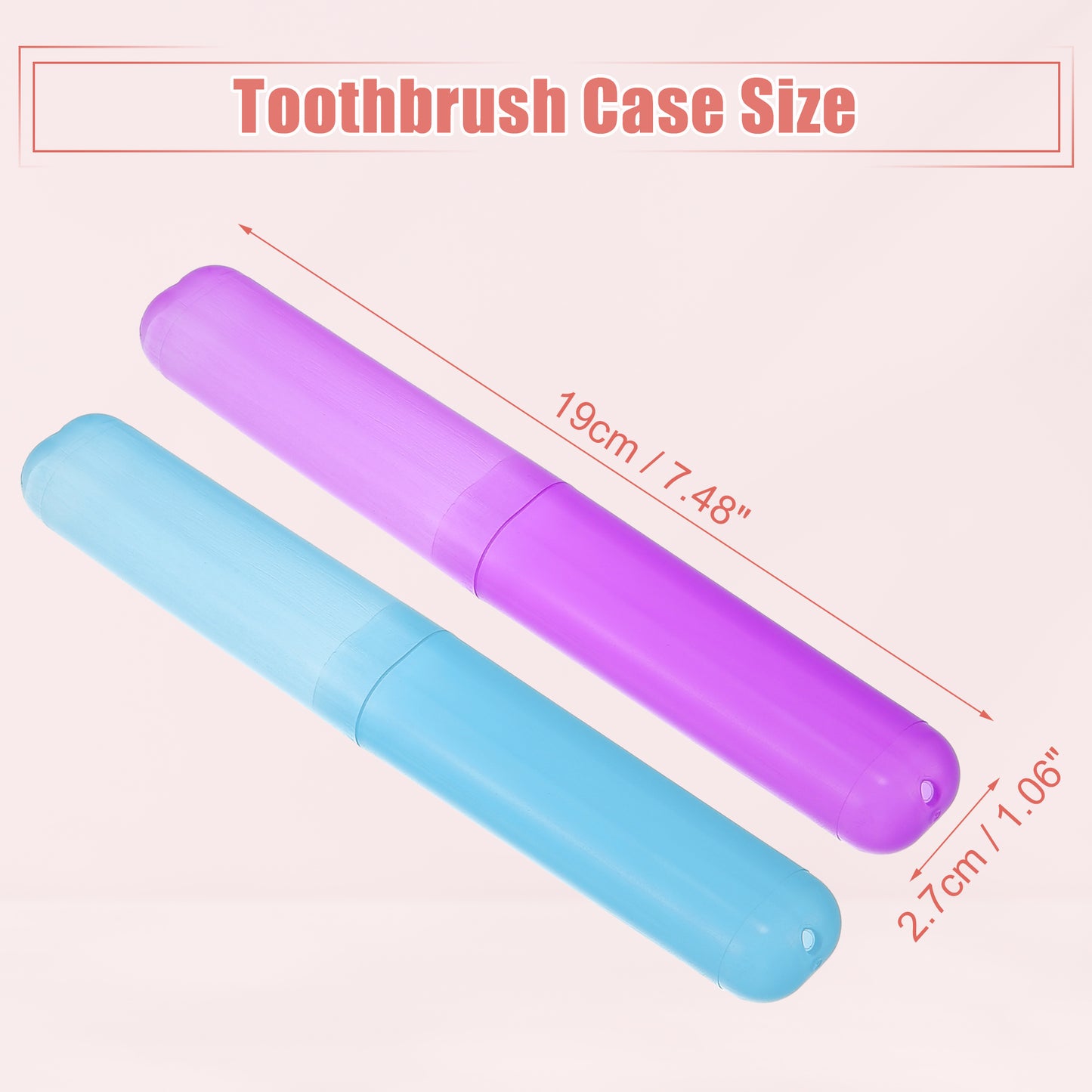 2 Pcs Lightweight Small Traveling Toothbrush Case, 7.48"x1.06" Purple, Blue