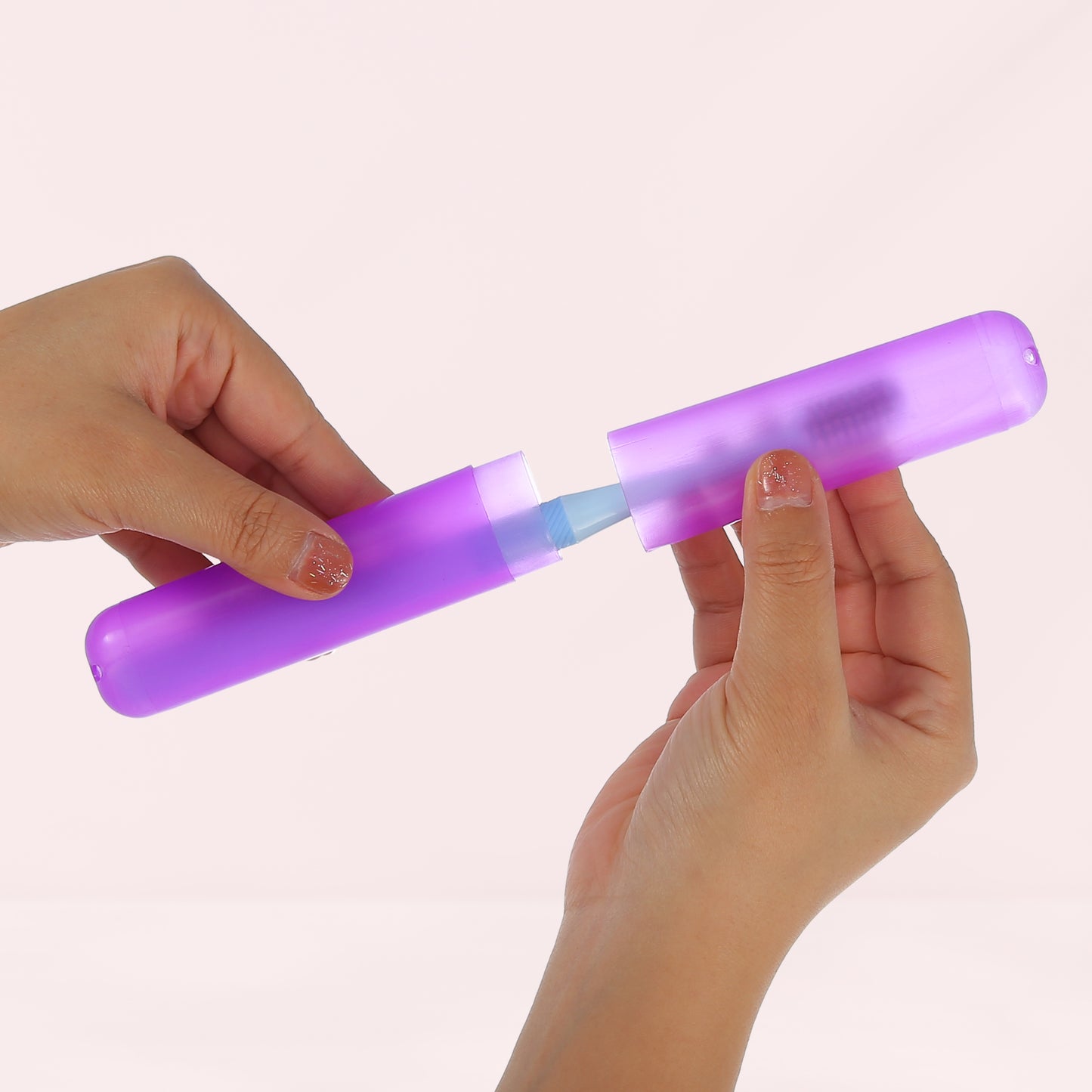 2 Pcs Lightweight Small Traveling Toothbrush Case, 7.48"x1.06" Purple, Blue