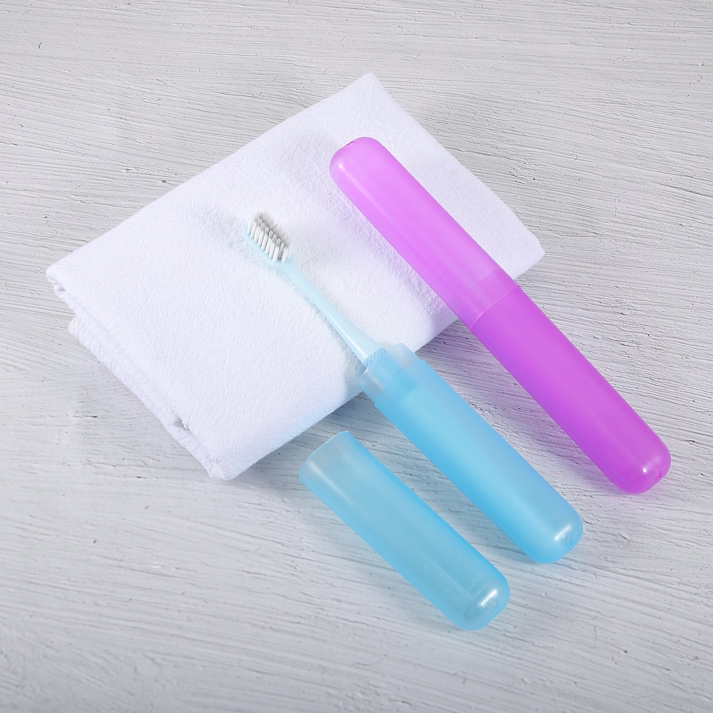 2 Pcs Lightweight Small Traveling Toothbrush Case, 7.48"x1.06" Purple, Blue