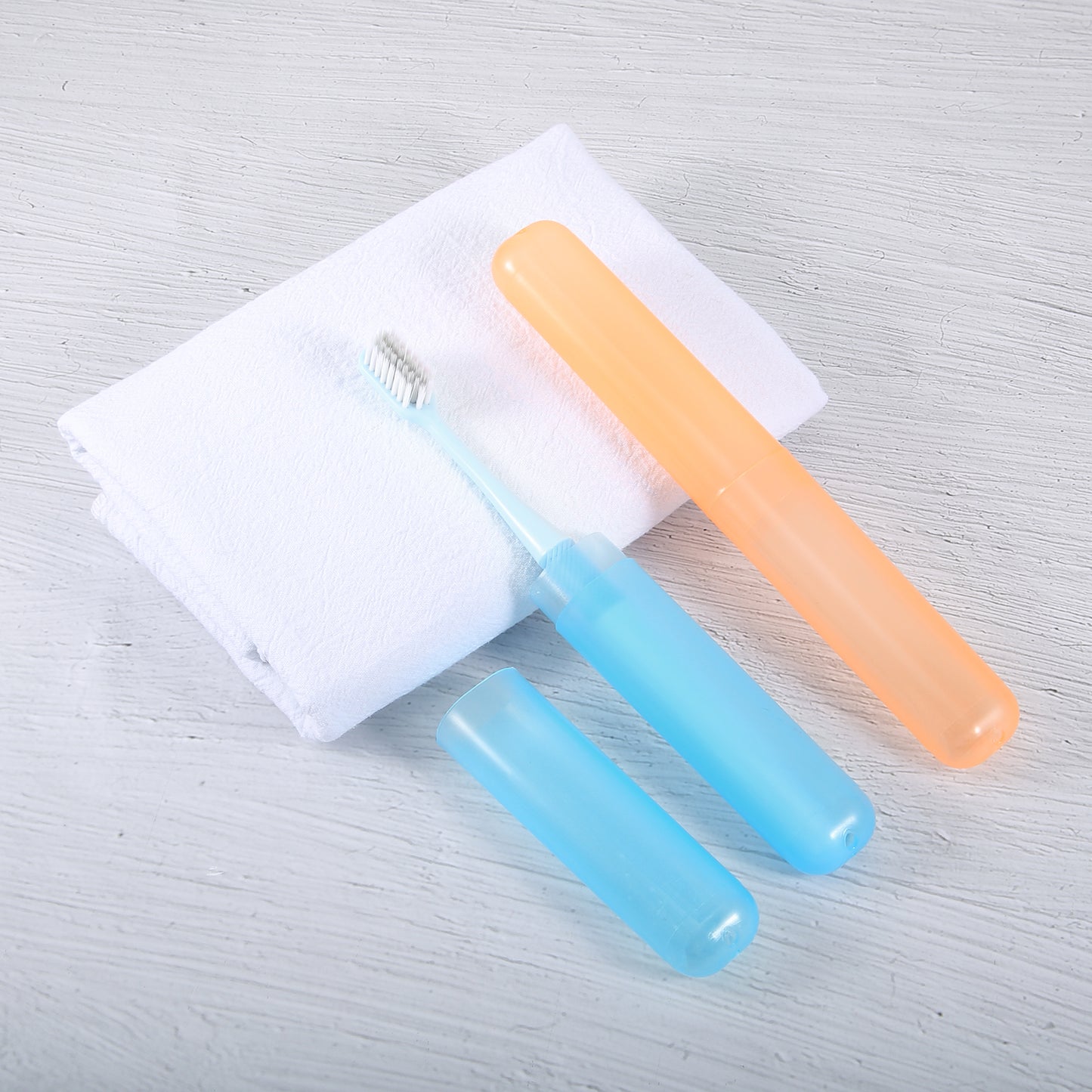 2 Pcs Lightweight Small Traveling Toothbrush Case, 7.48"x1.06" Blue, Orange