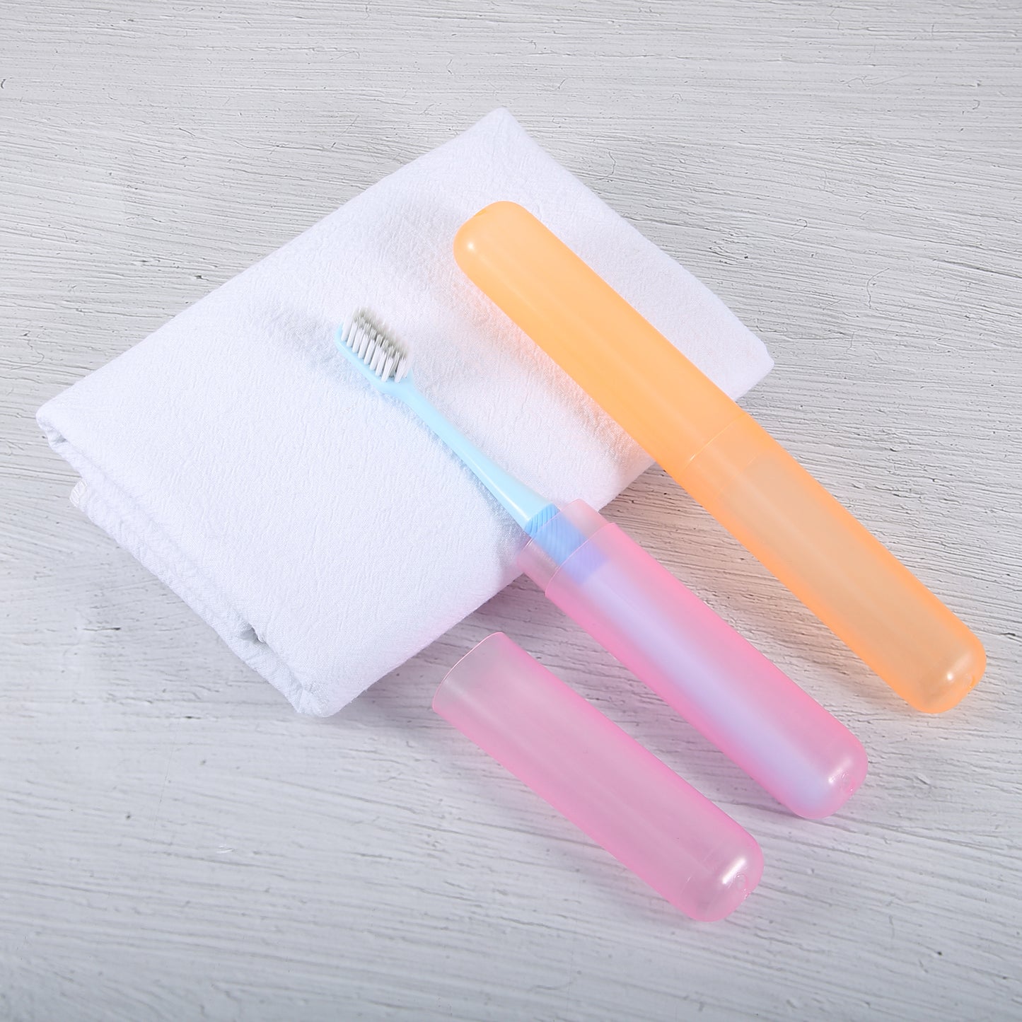 2 Pcs Lightweight Small Traveling Toothbrush Case, 7.48"x1.06" Pink, Orange