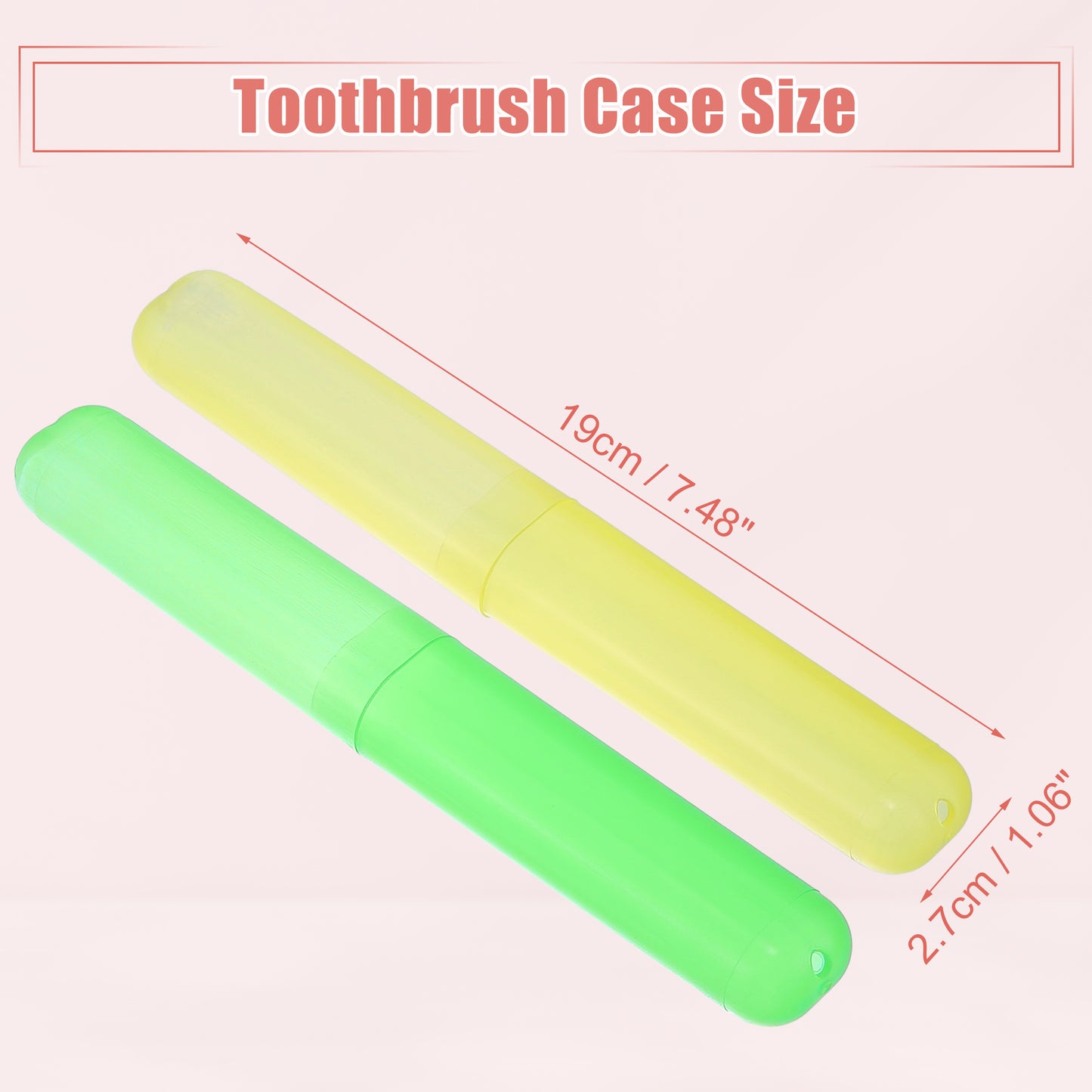 2 Pcs Lightweight Small Traveling Toothbrush Case, 7.48"x1.06" Yellow, Green