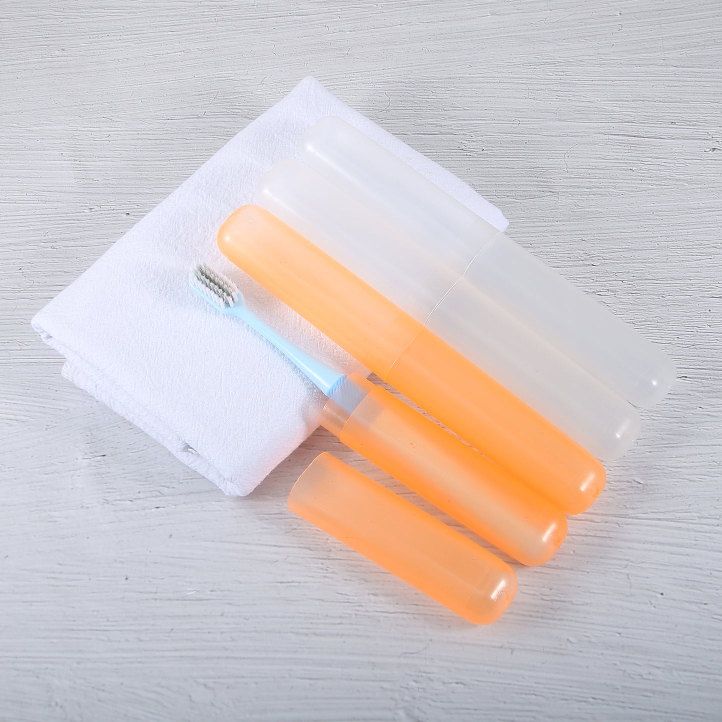 4 Pcs Lightweight Small Traveling Toothbrush Case, 7.48"x1.06" White, Orange