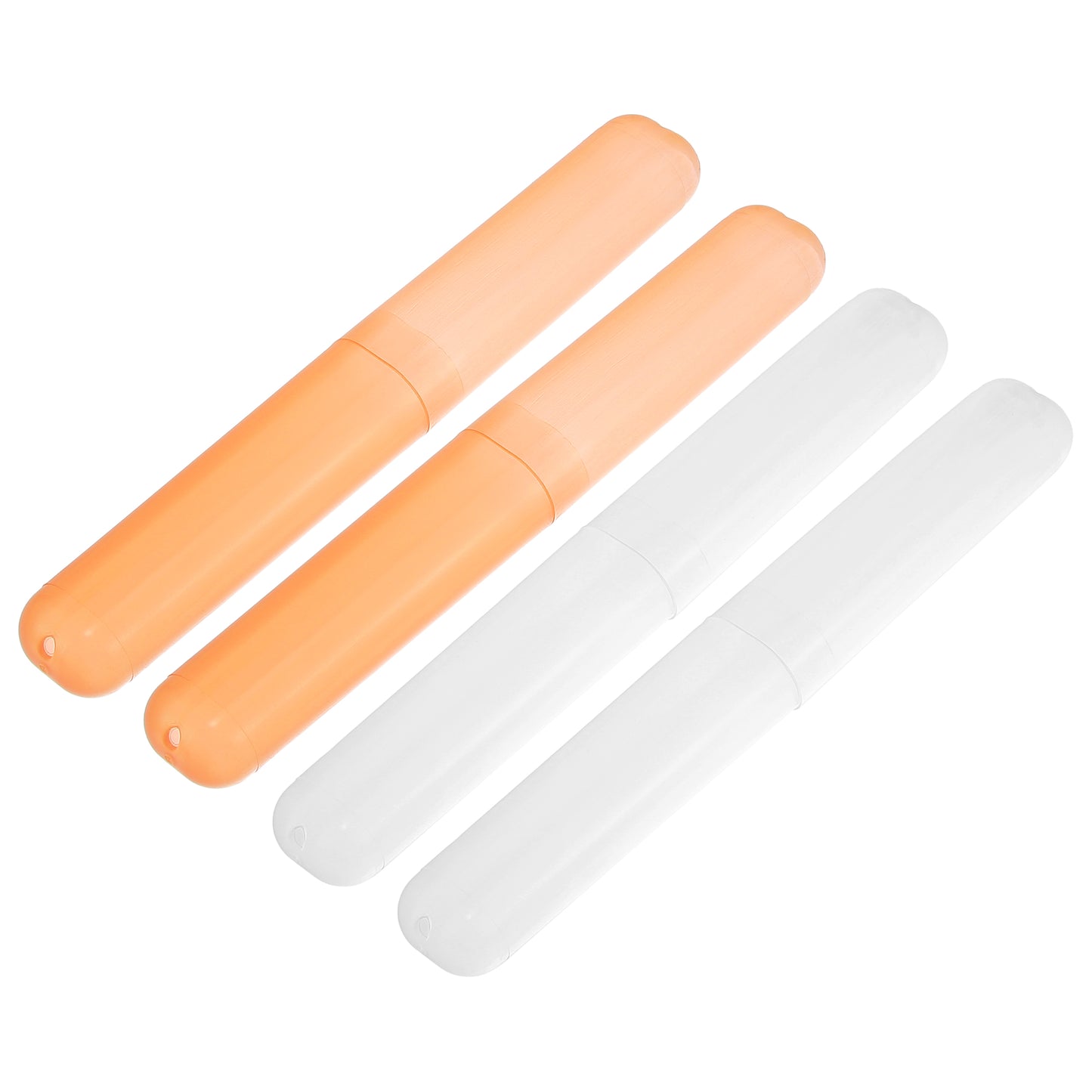 4 Pcs Lightweight Small Traveling Toothbrush Case, 7.48"x1.06" White, Orange