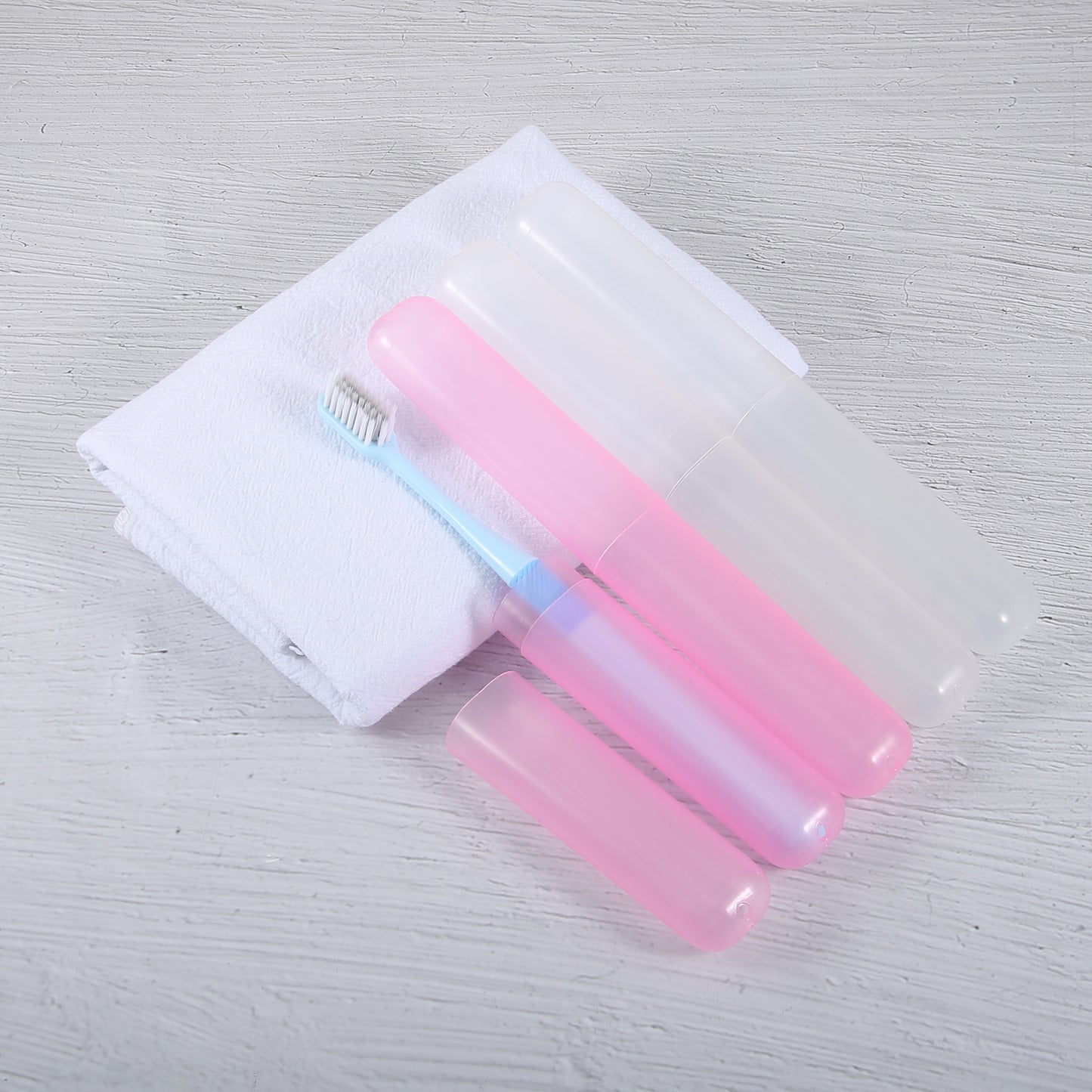 4 Pcs Lightweight Small Traveling Toothbrush Case, 7.48"x1.06" White, Pink