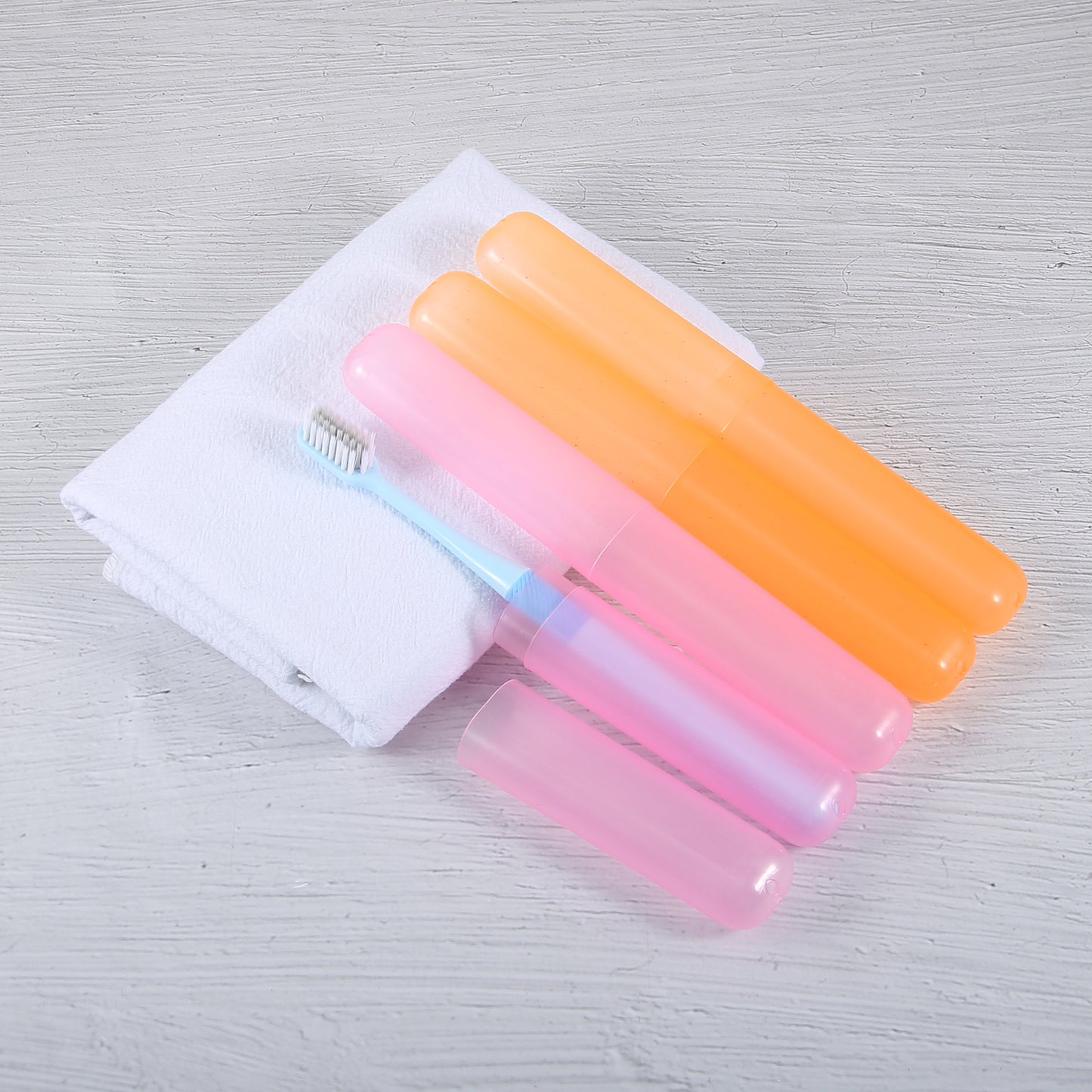 4 Pcs Lightweight Small Traveling Toothbrush Case, 7.48"x1.06" Orange, Pink