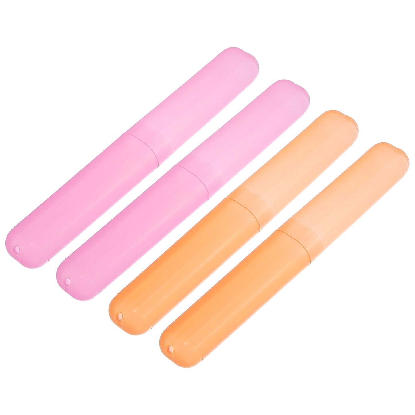 4 Pcs Lightweight Small Traveling Toothbrush Case, 7.48"x1.06" Orange, Pink