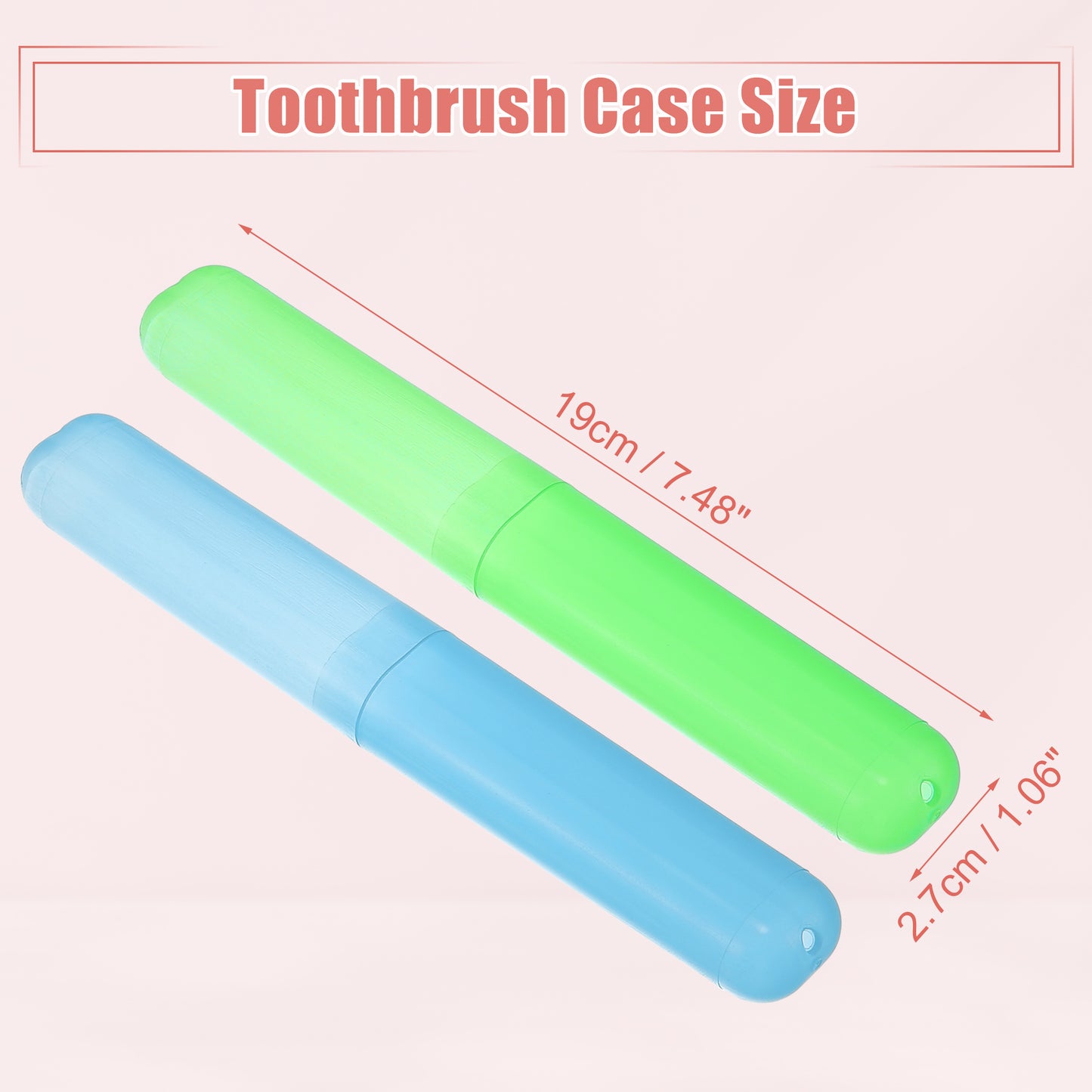 4 Pcs Lightweight Small Traveling Toothbrush Case, 7.48"x1.06" Blue, Green
