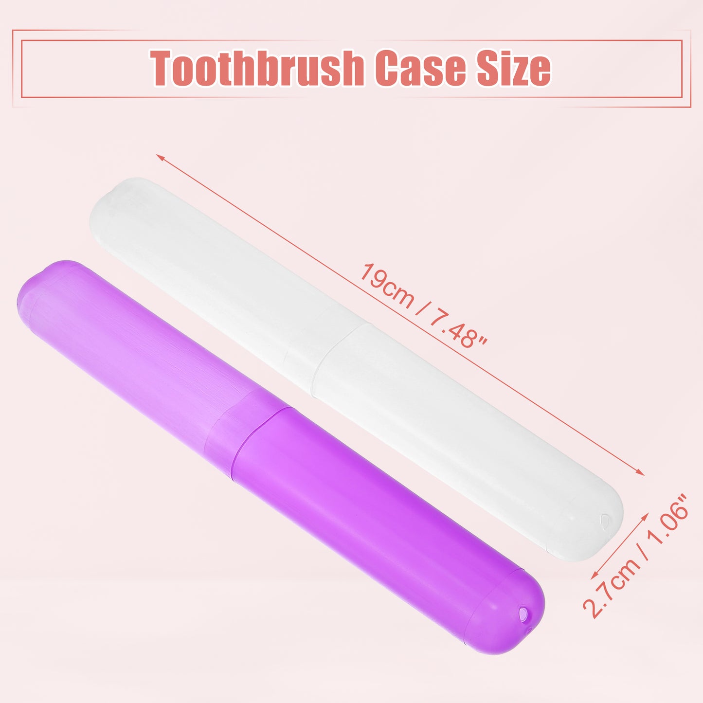 4 Pcs Lightweight Small Traveling Toothbrush Case, 7.48"x1.06" White Purple Blue Orange