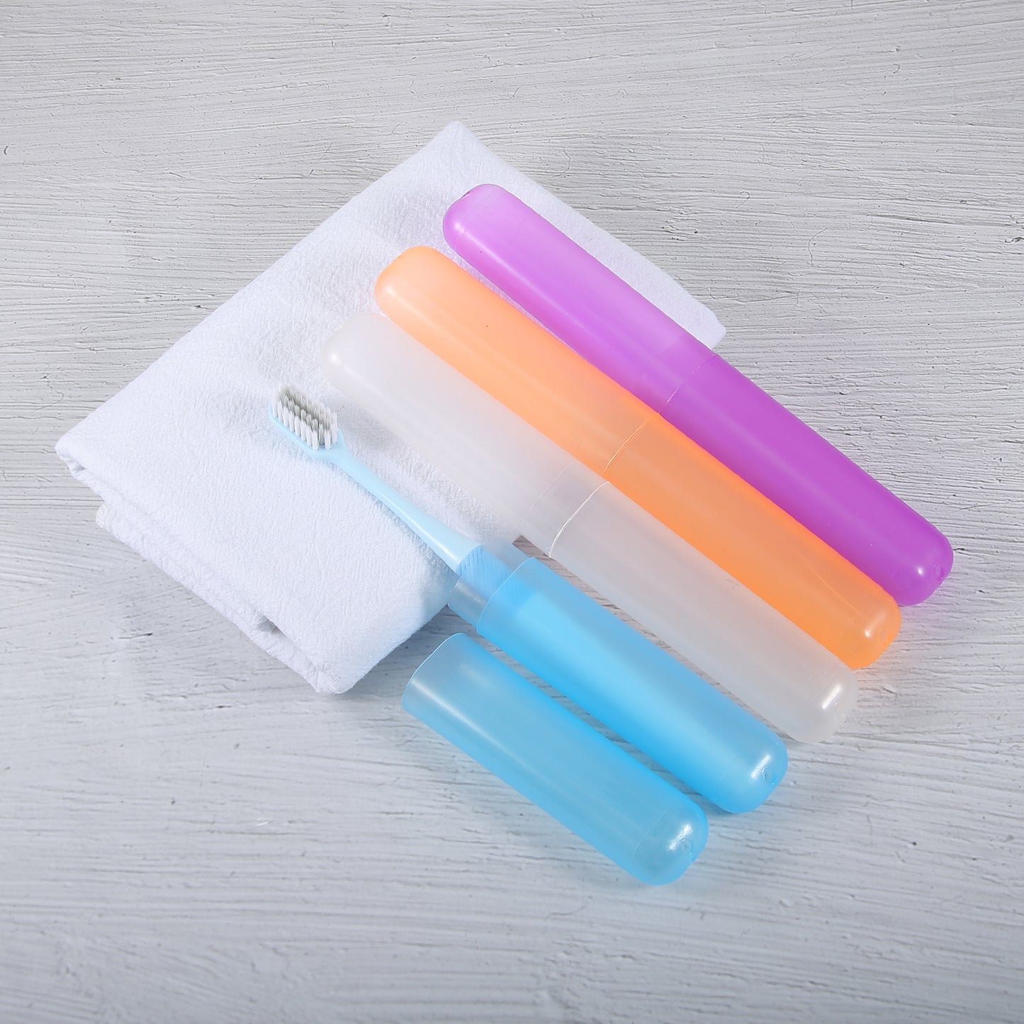 4 Pcs Lightweight Small Traveling Toothbrush Case, 7.48"x1.06" White Purple Blue Orange