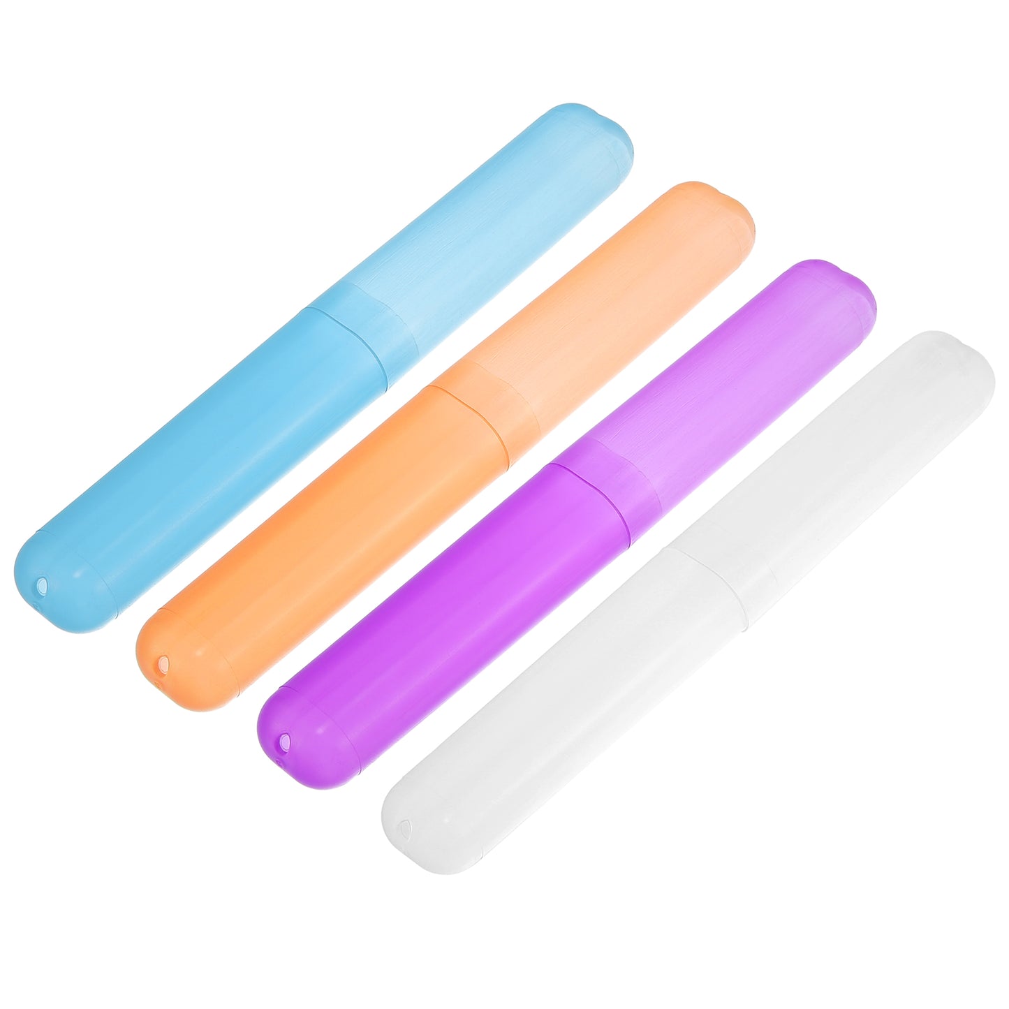 4 Pcs Lightweight Small Traveling Toothbrush Case, 7.48"x1.06" White Purple Blue Orange