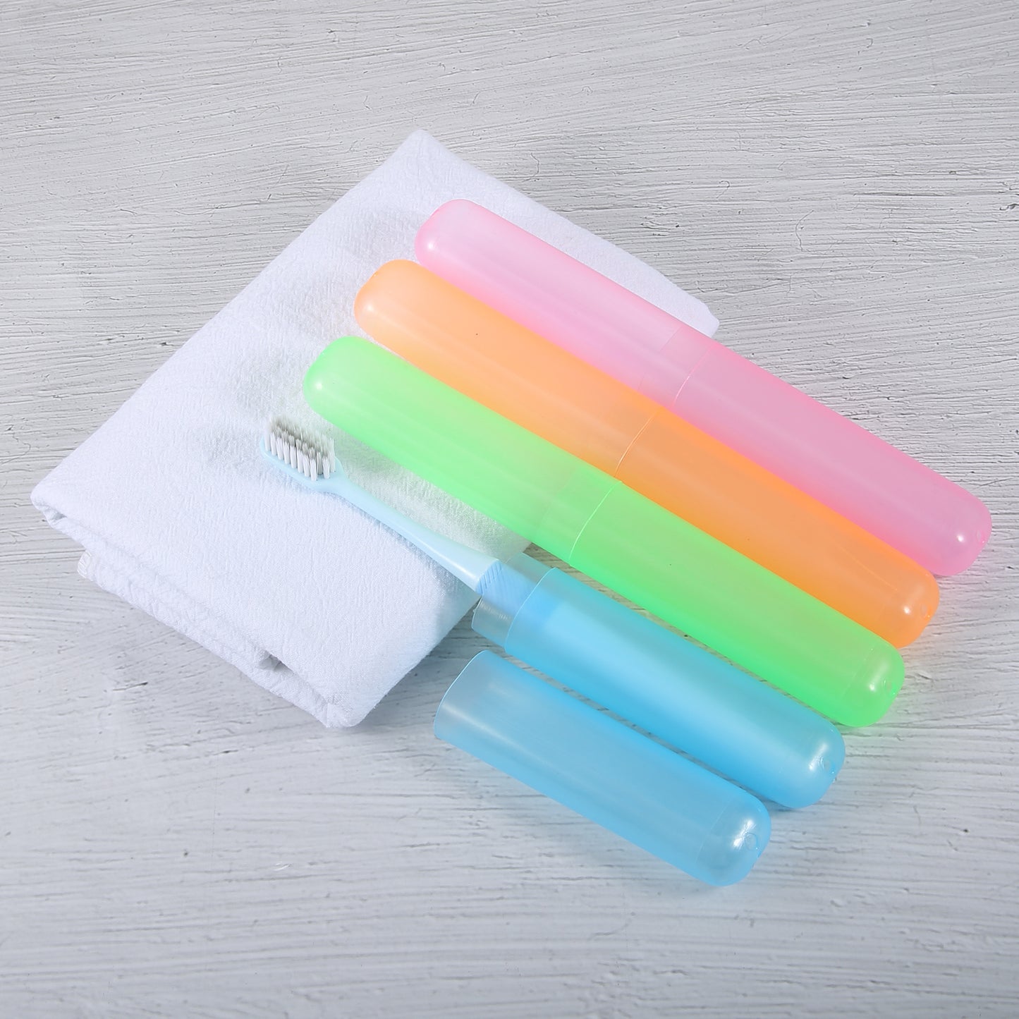 4 Pcs Lightweight Small Traveling Toothbrush Case, 7.48"x1.06" Blue Orange Green Pink