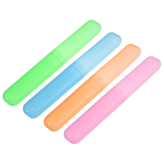 4 Pcs Lightweight Small Traveling Toothbrush Case, 7.48"x1.06" Blue Orange Green Pink
