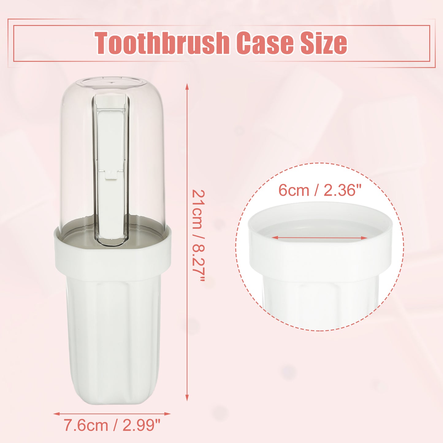 Estuche de viaje ligero de plástico para cepillos de dientes, 7,5 x 7,2 x 21 cm, color blanco