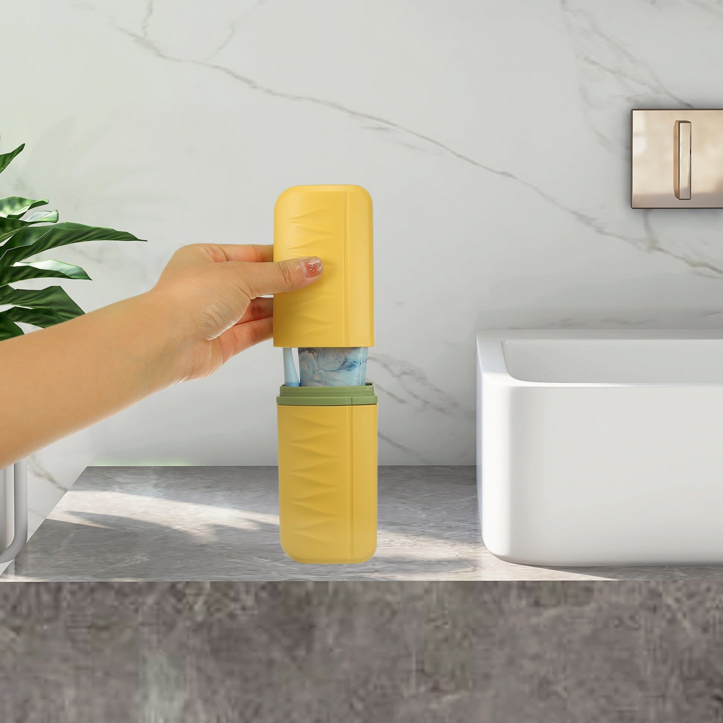 Lightweight Plastic Traveling Toothbrush Holders Case, 2.36"x1.57"x7.87" Yellow