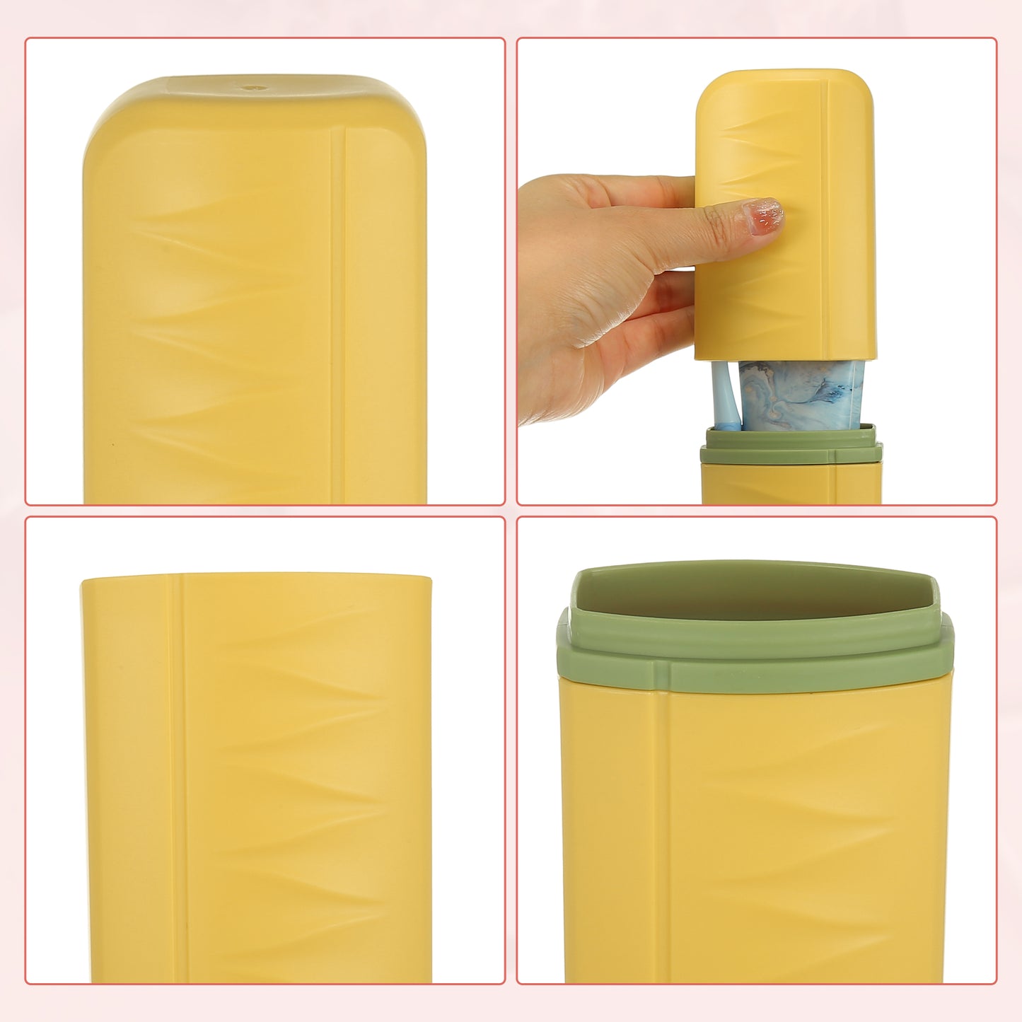Lightweight Plastic Traveling Toothbrush Holders Case, 2.36"x1.57"x7.87" Yellow