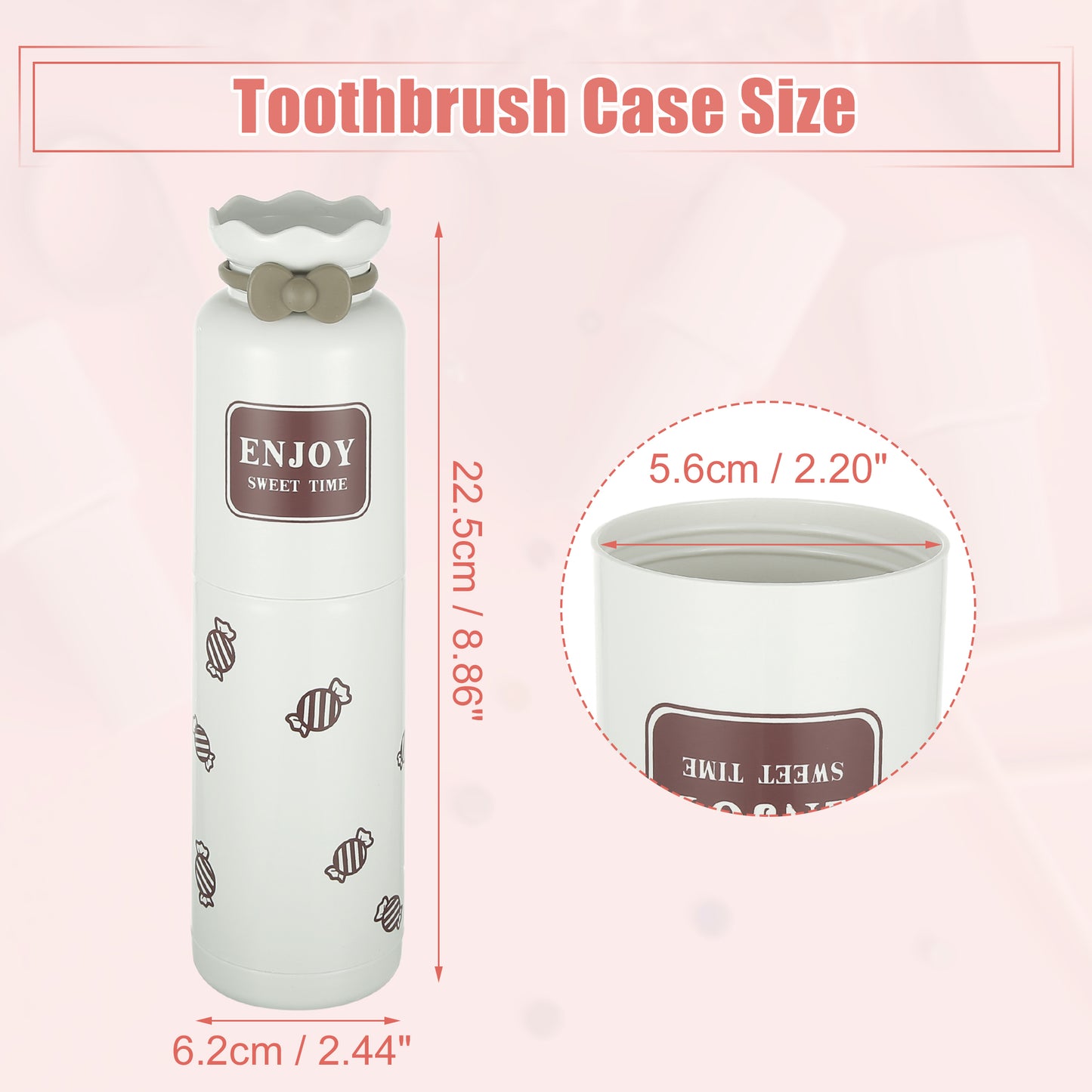 Estuche de viaje ligero y bonito para cepillos de dientes, 22,86 x 6,2 cm, color blanco