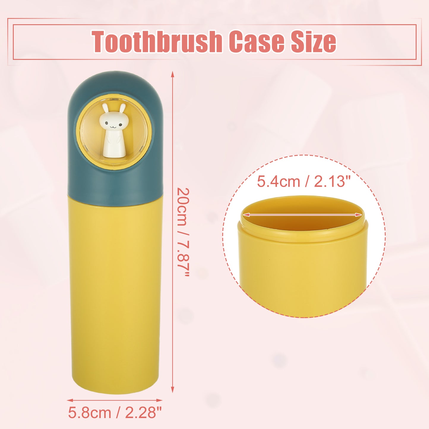Cartoon Toothbrush Travel Case for Camping Business, 7.87"x2.28" Yellow Blue