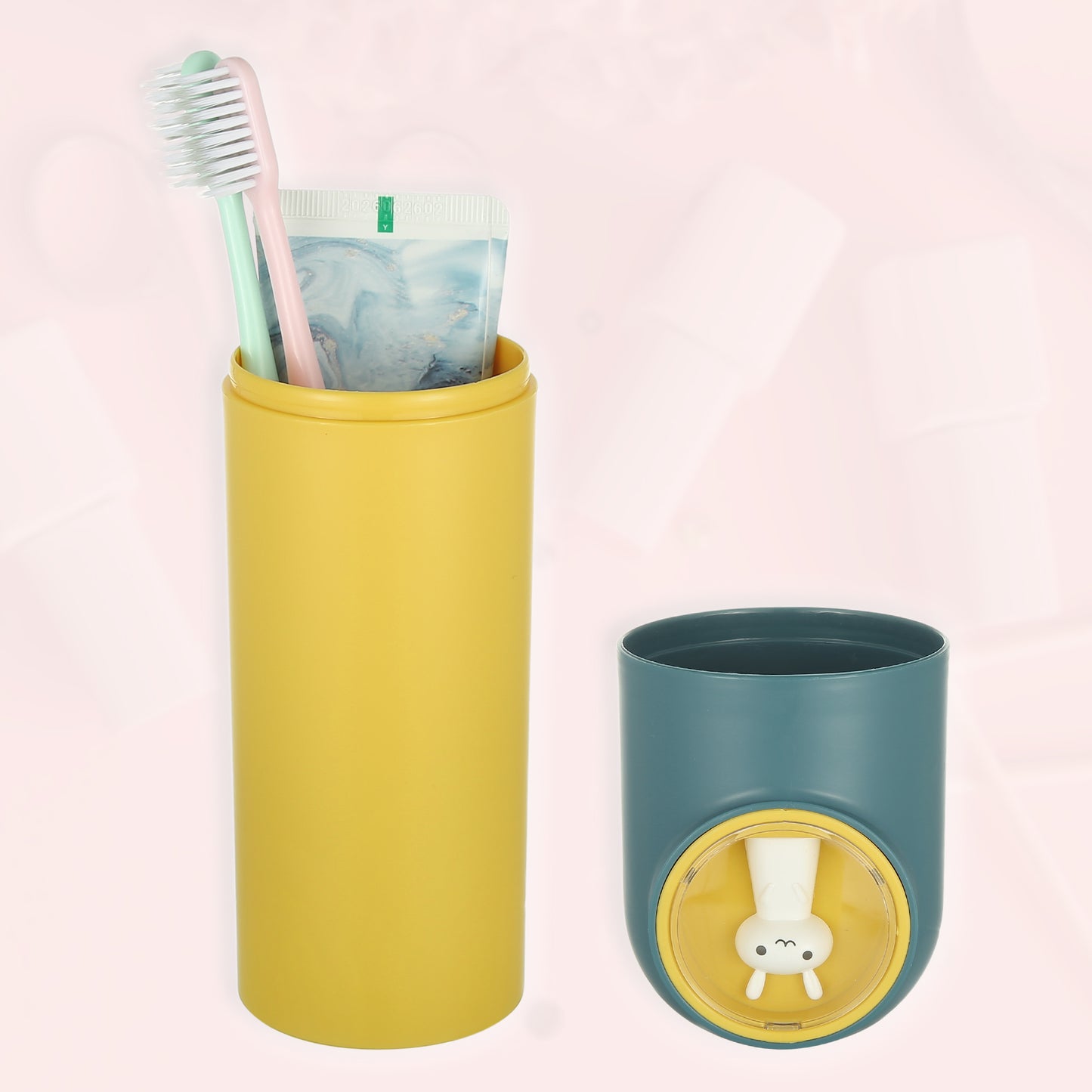 Cartoon Toothbrush Travel Case for Camping Business, 7.87"x2.28" Yellow Blue