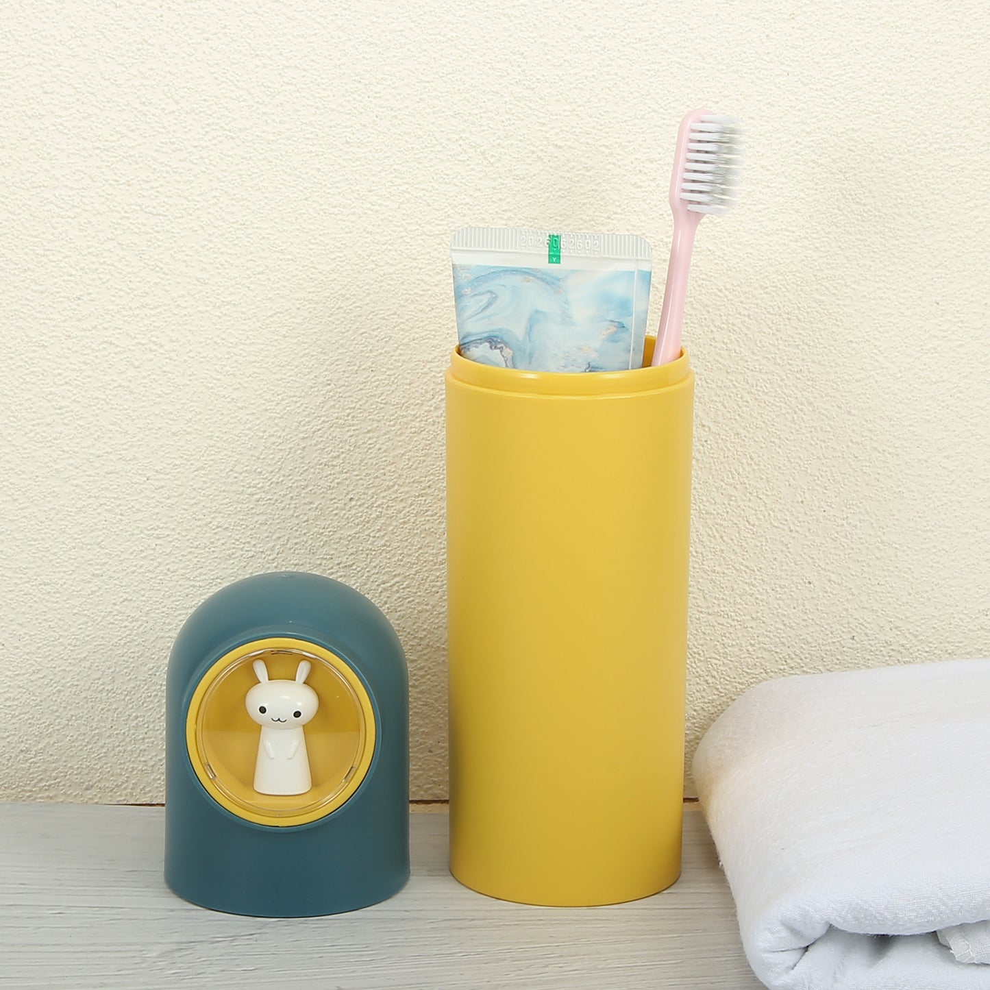 Cartoon Toothbrush Travel Case for Camping Business, 7.87"x2.28" Yellow Blue