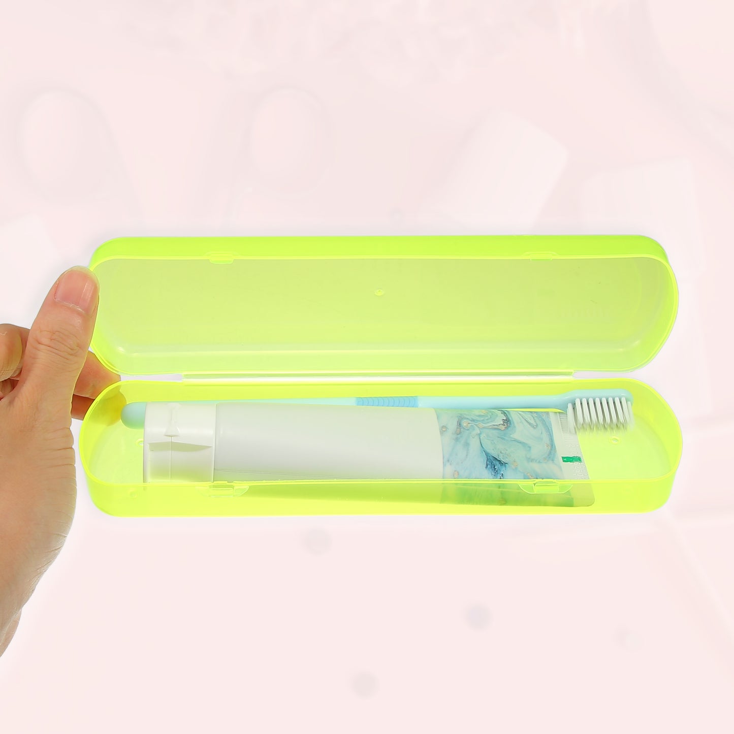 Plastic Lightweight Traveling Toothbrush Holders Case, 2.17"x1.38"x8.07" Yellow