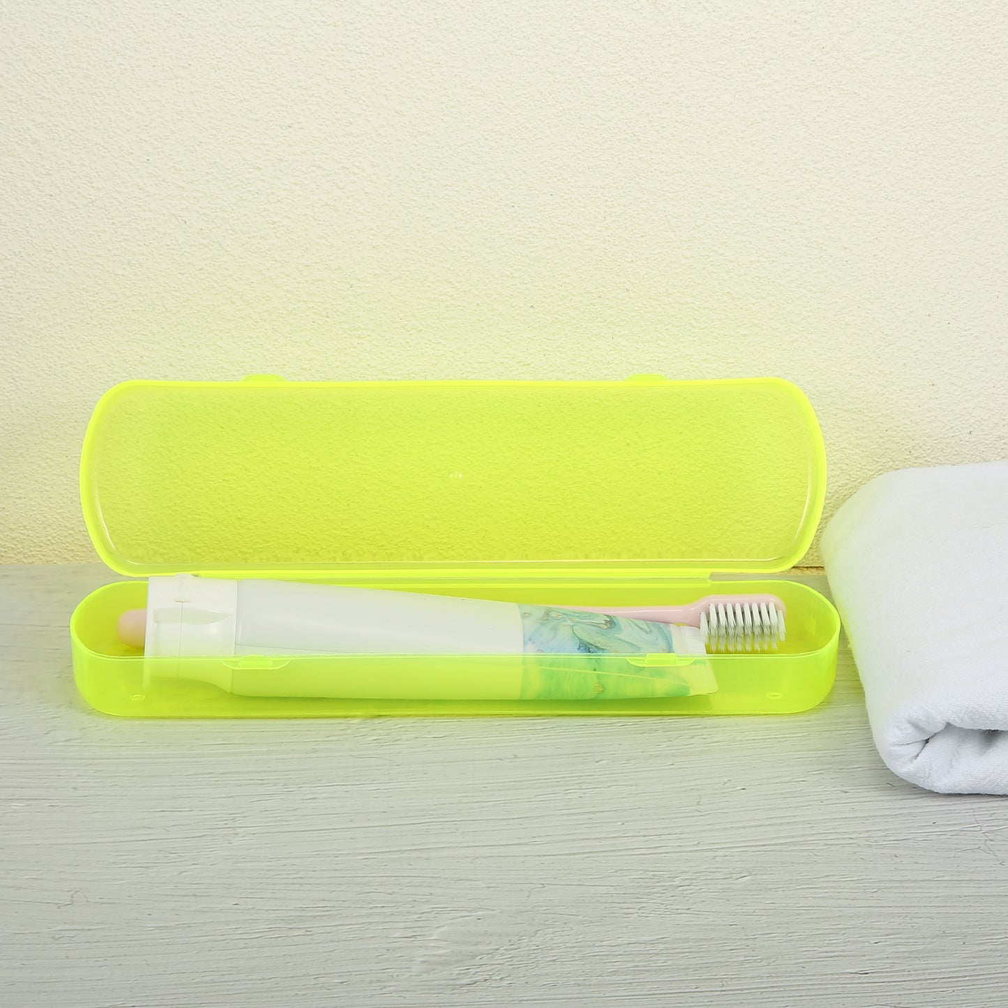 Plastic Lightweight Traveling Toothbrush Holders Case, 2.17"x1.38"x8.07" Yellow